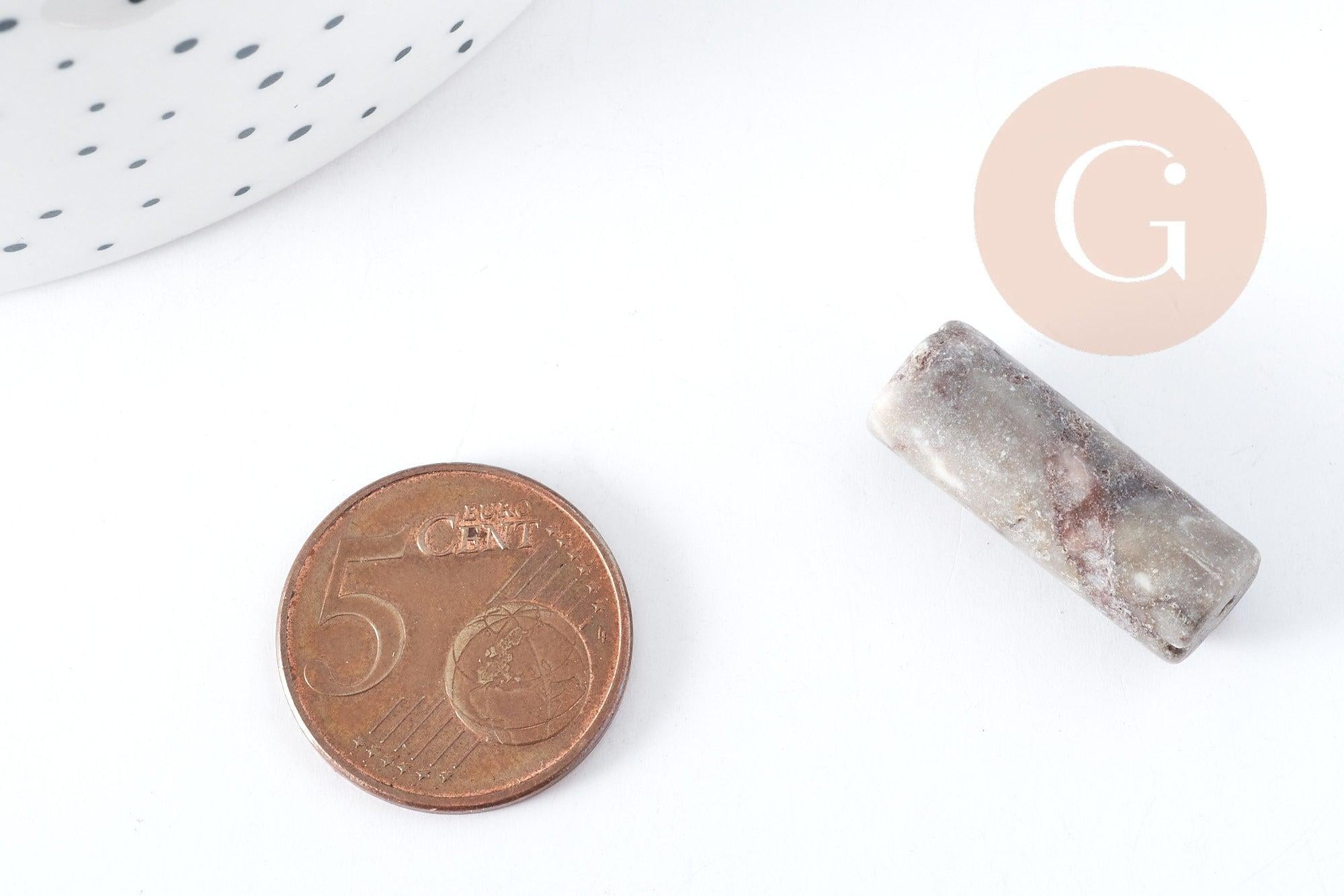 Gingerlily Perles tube jaspe beige G8288 perle 27mm x5 pierre