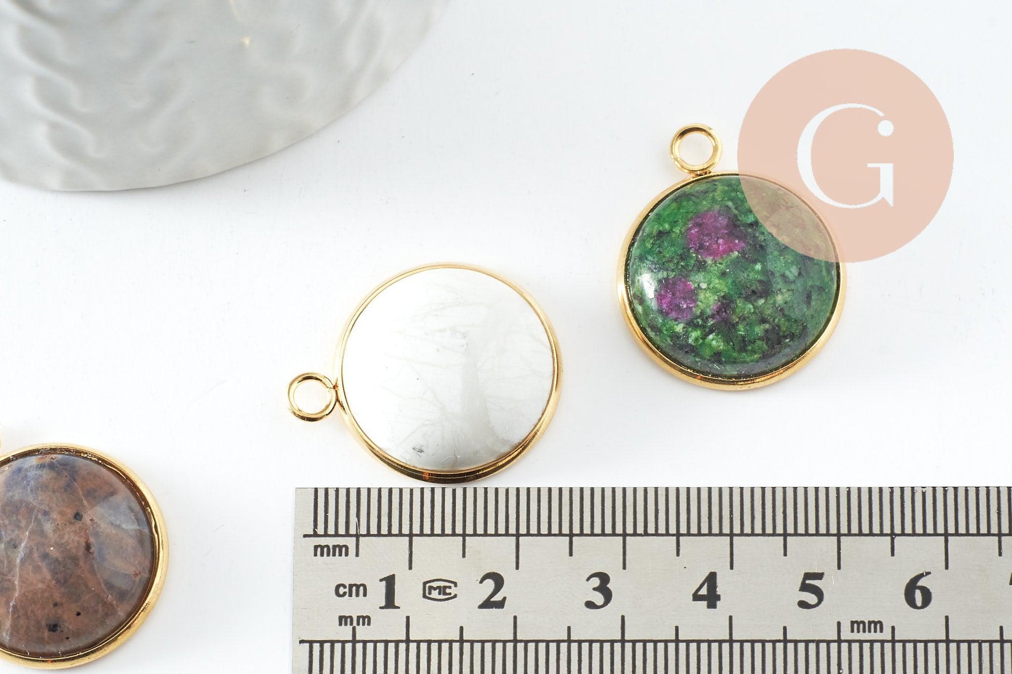Gingerlily Pendentifs G9486 pendentif pierre acier doré 27mm x1