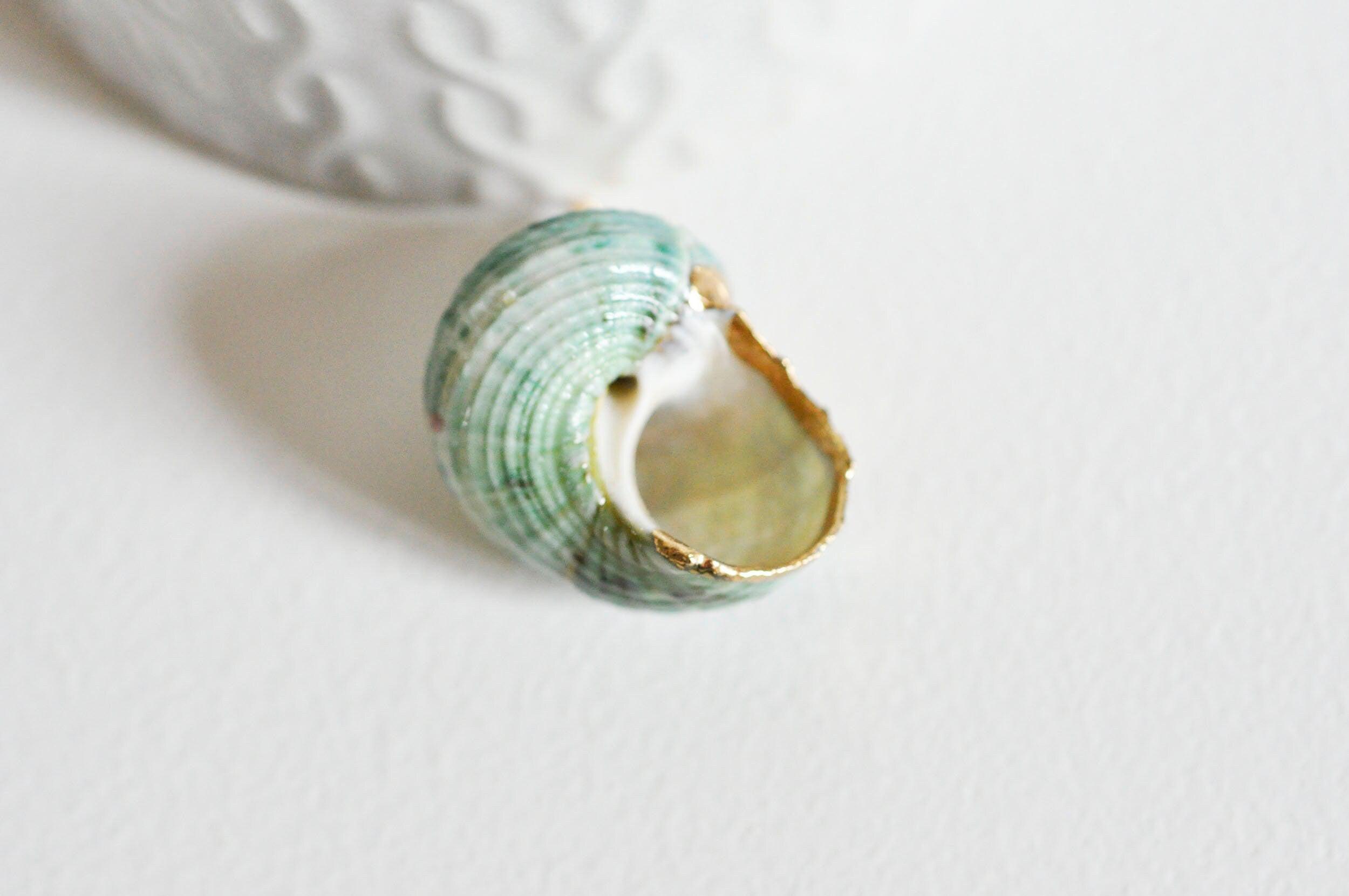 Gingerlily Pendentifs DIY G0609 coquillage vert doré 25mm