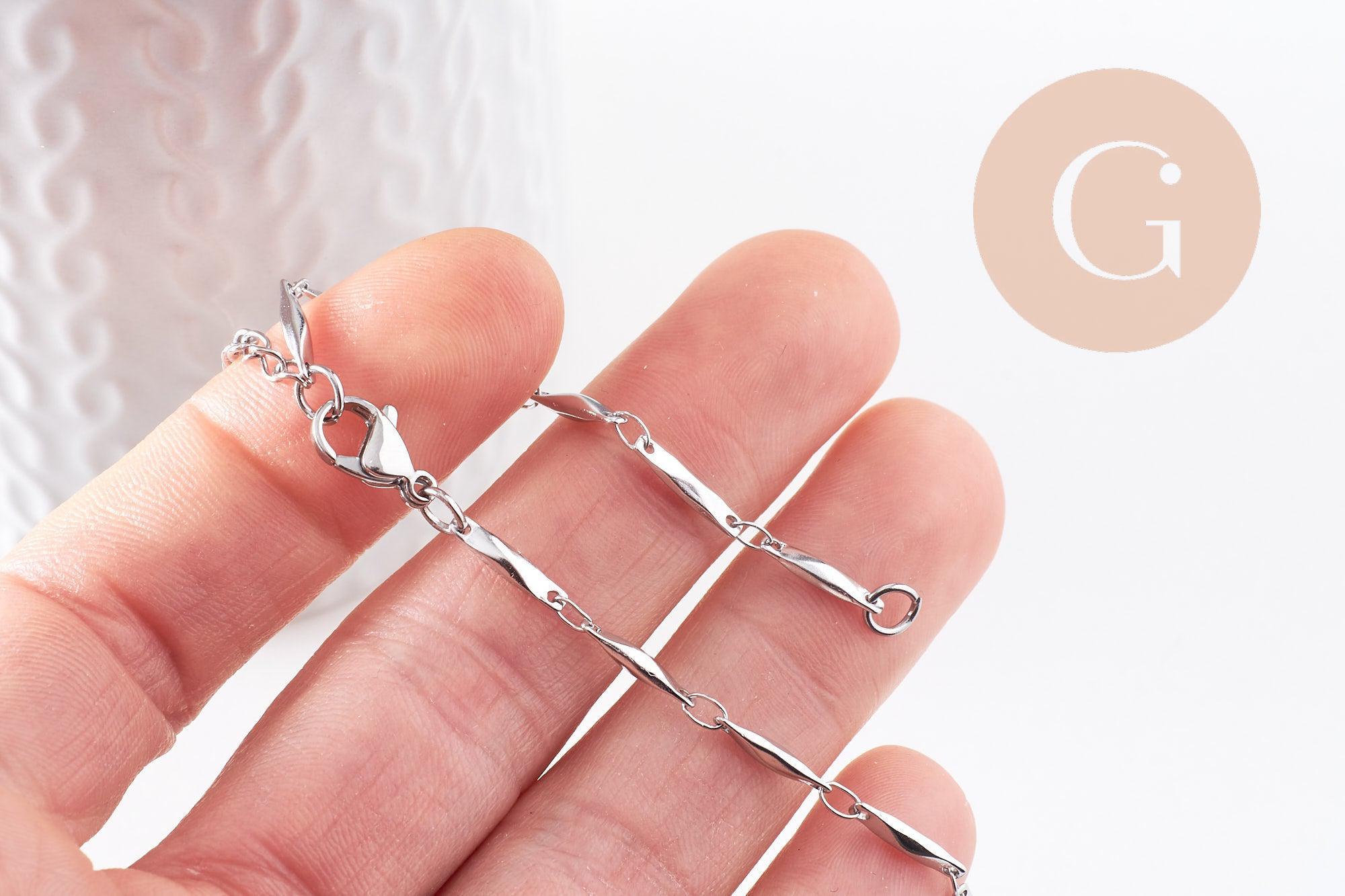Gingerlily Apprêts G10054 base bracelet acier 17,3 cm platine