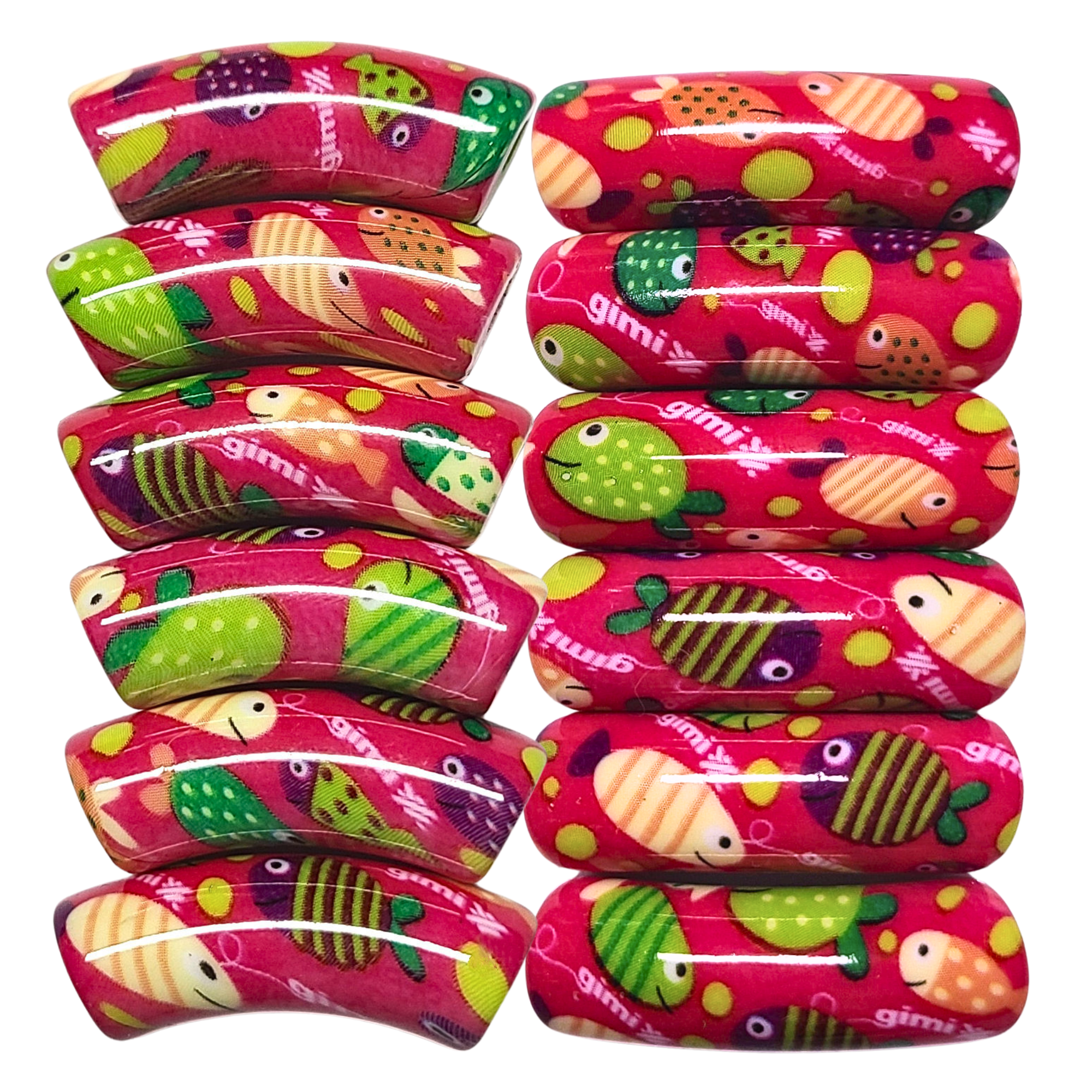 ARTSHOP Tubes DESIGN 1038 Poissons perles tubes x6 roses 12 mm