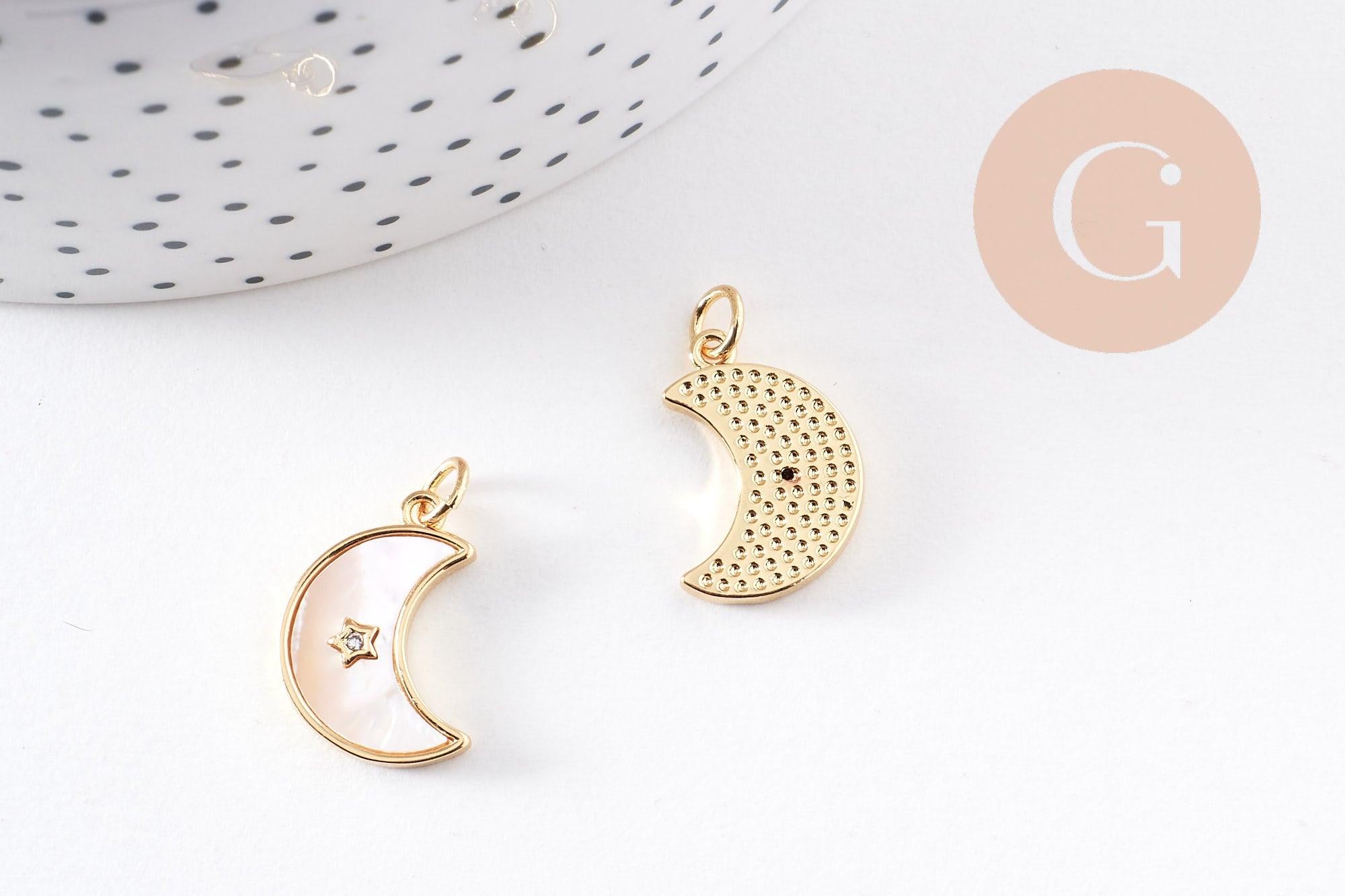 Gingerlily Perles G10256 pendentif lune nacre blanche 18 mm