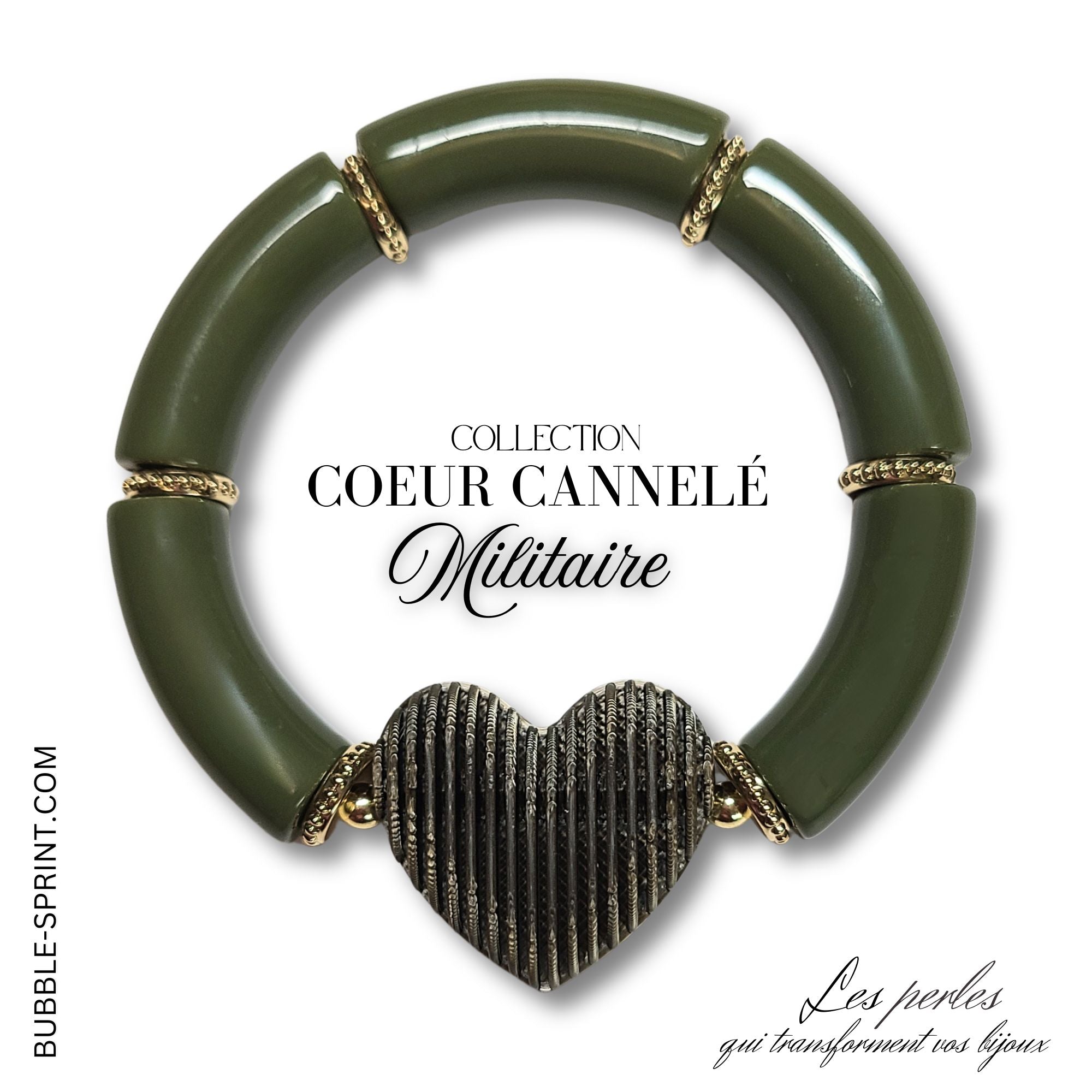 ARTSHOP CŒURS CANNELÉS bracelet militaire kit ou monté