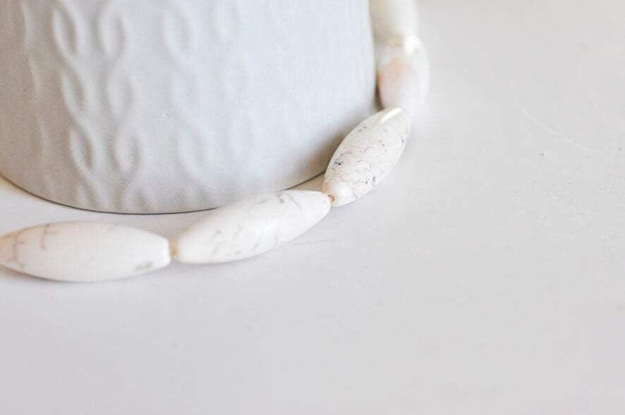 Gingerlily perle howlite G1319 ovale blanc 30mm x5