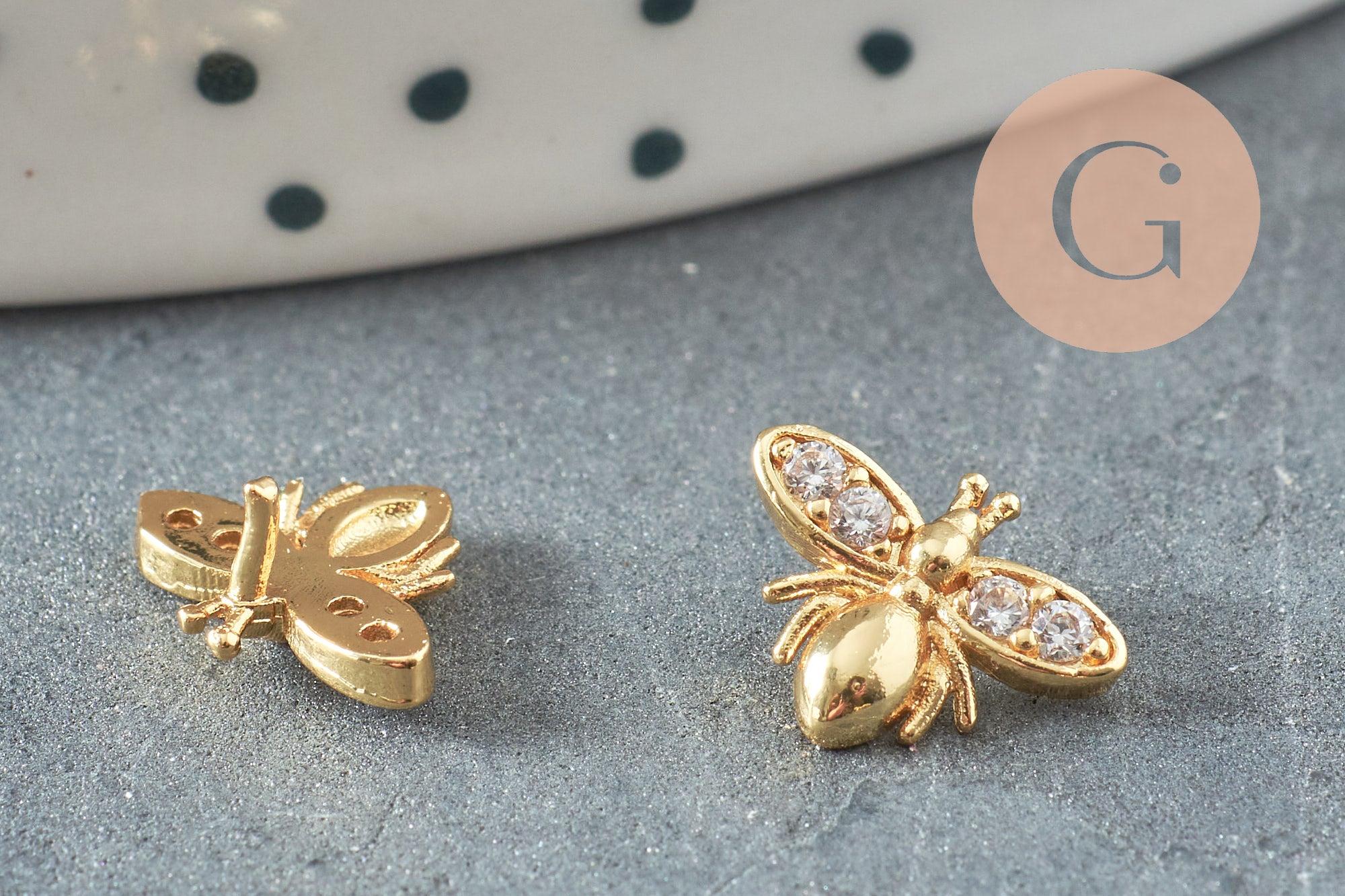 Gingerlily Apprêts G10533 cabochon abeille dorée 10mm x1