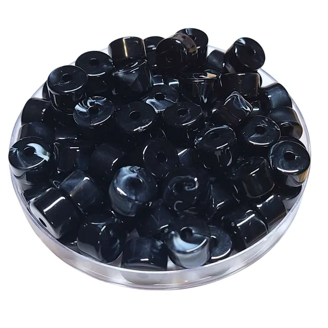 ARTSHOP 1/4 de tubes n°17 perle cylindre noir marbré x6