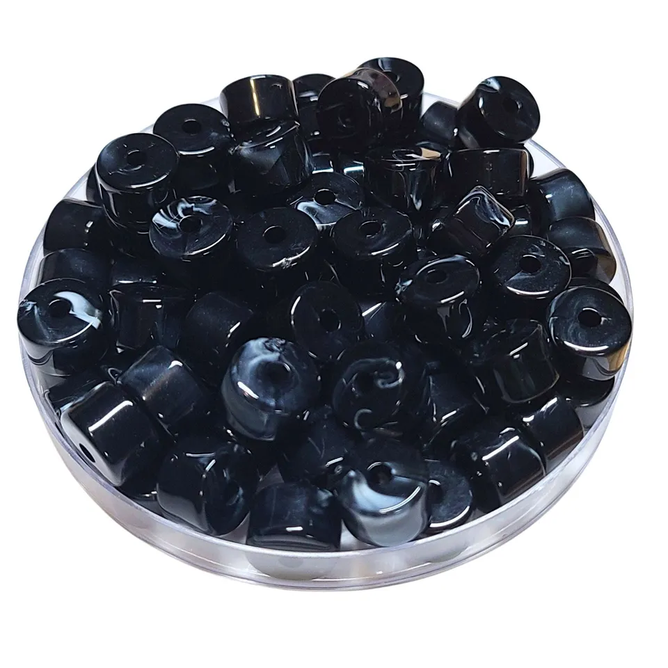 ARTSHOP 1/4 de tubes n°17 perle cylindre noir marbré x6