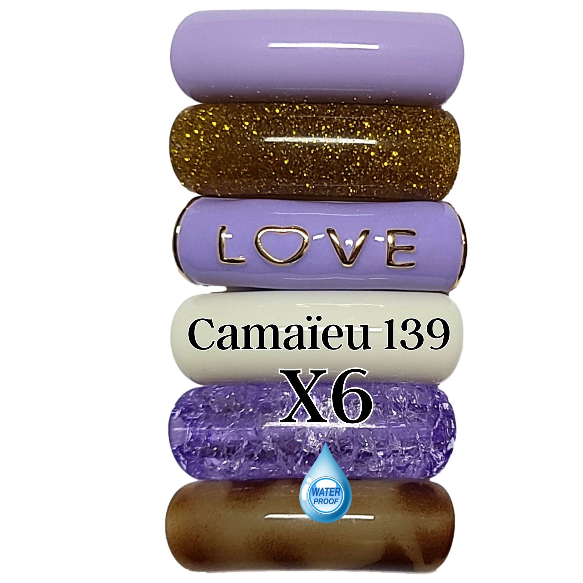 ARTSHOP Camaieux 139 lot 6 tubes incurvés LOVE violets 12MM