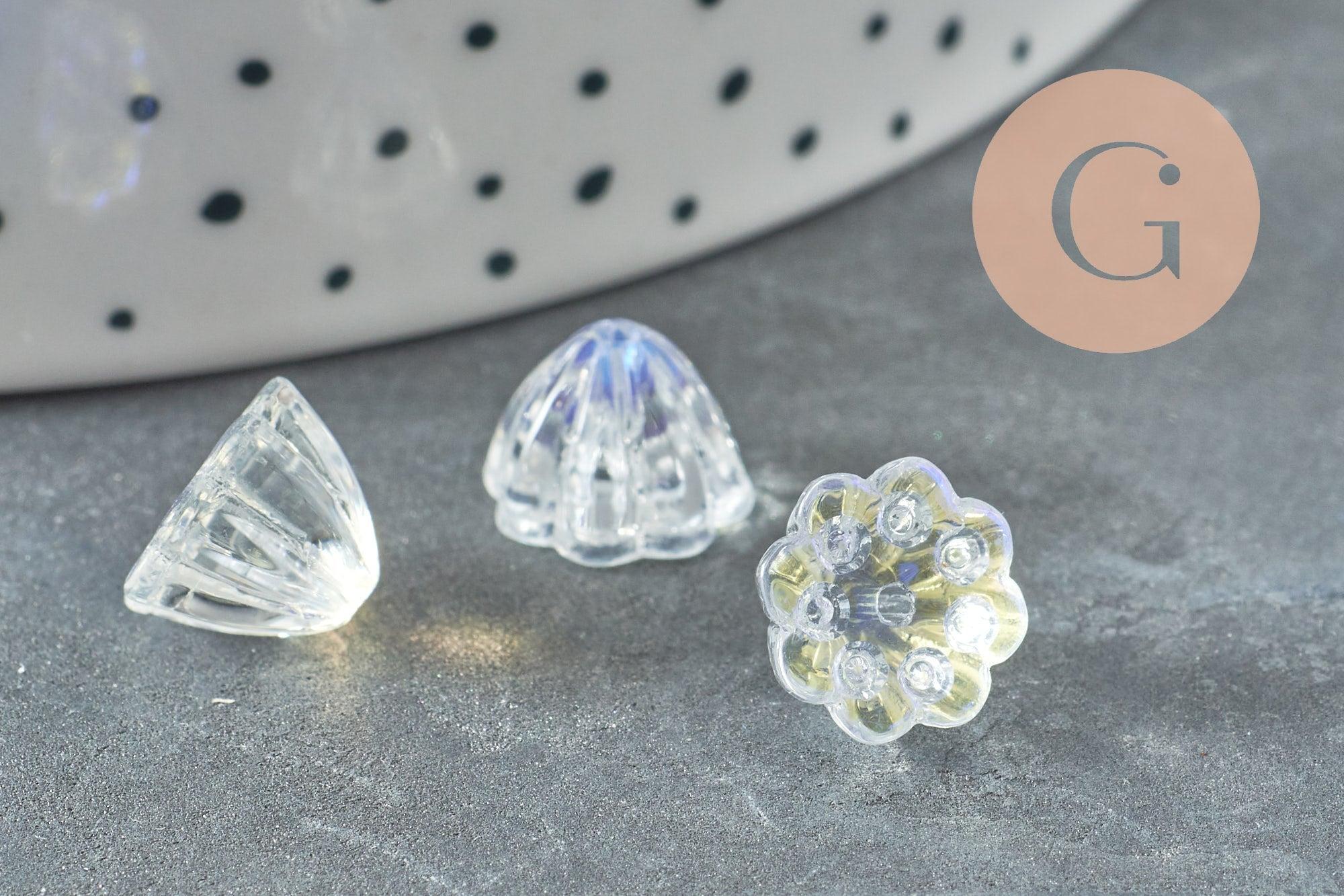 Gingerlily Perles fleur verre G9820 perles 11 mm lot 10 opalescent