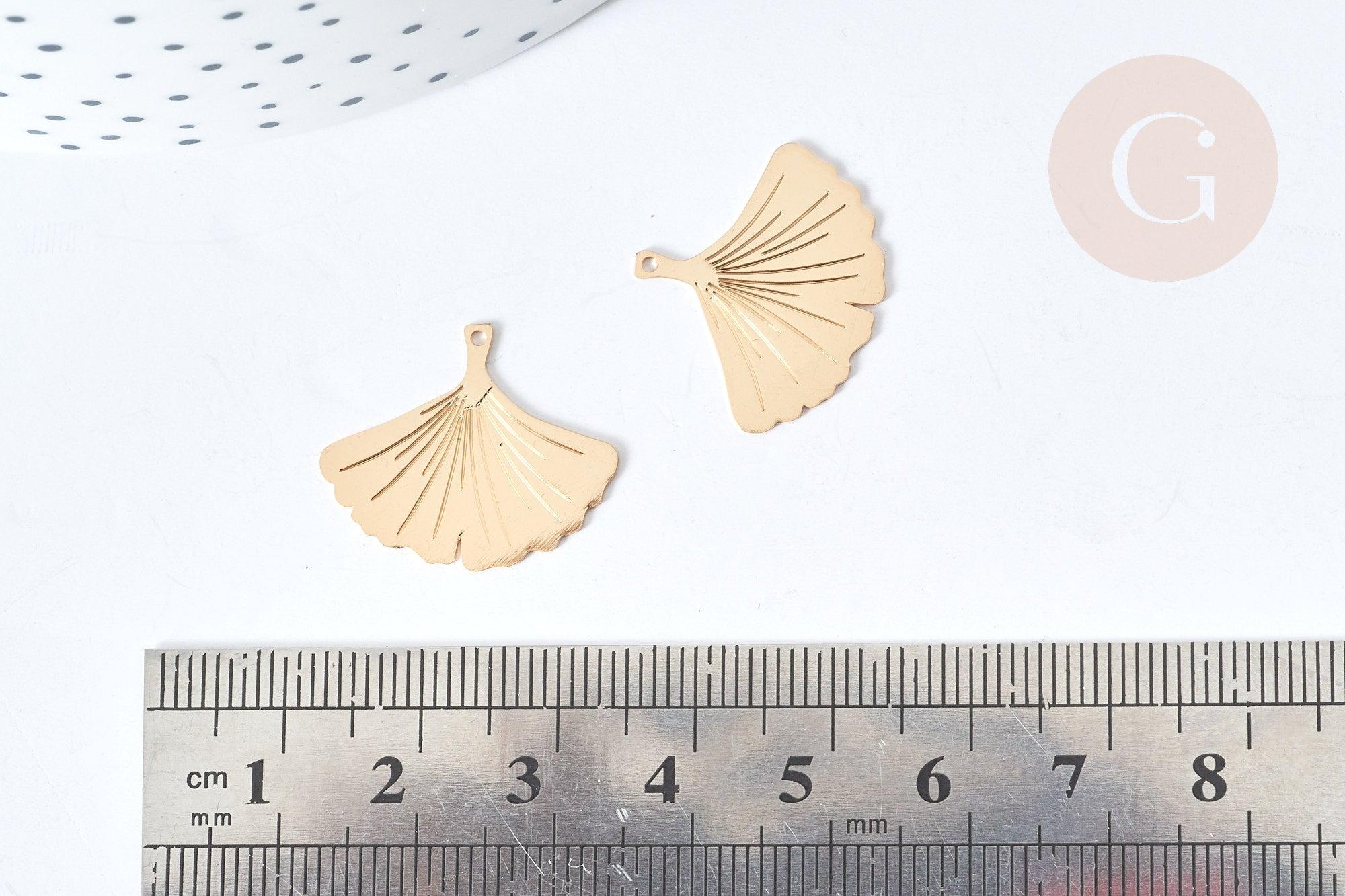 Gingerlily Pendentifs G8069 pendentif feuille ginkgo laiton doré 22mm