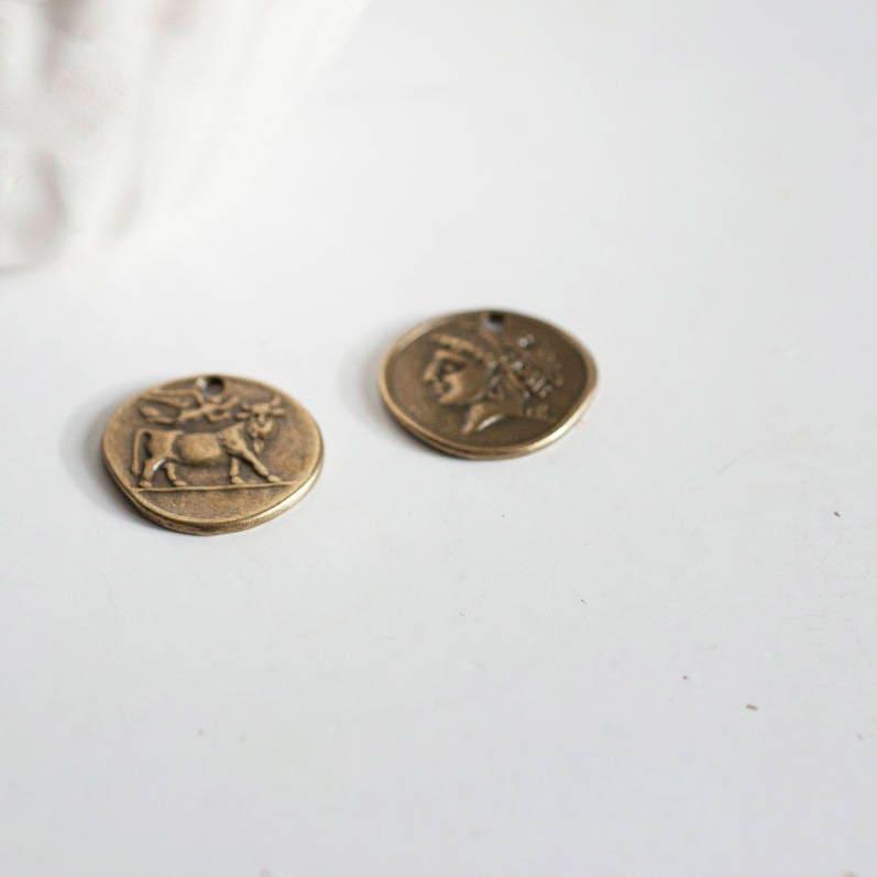 Gingerlily Médaille romaine bronze 19mm zamac lot 5 breloques