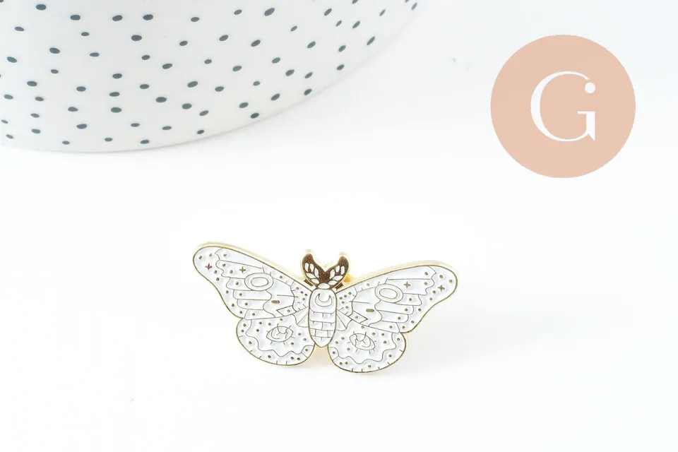 Gingerlily papillon G9743 broche dorée 39mm x1