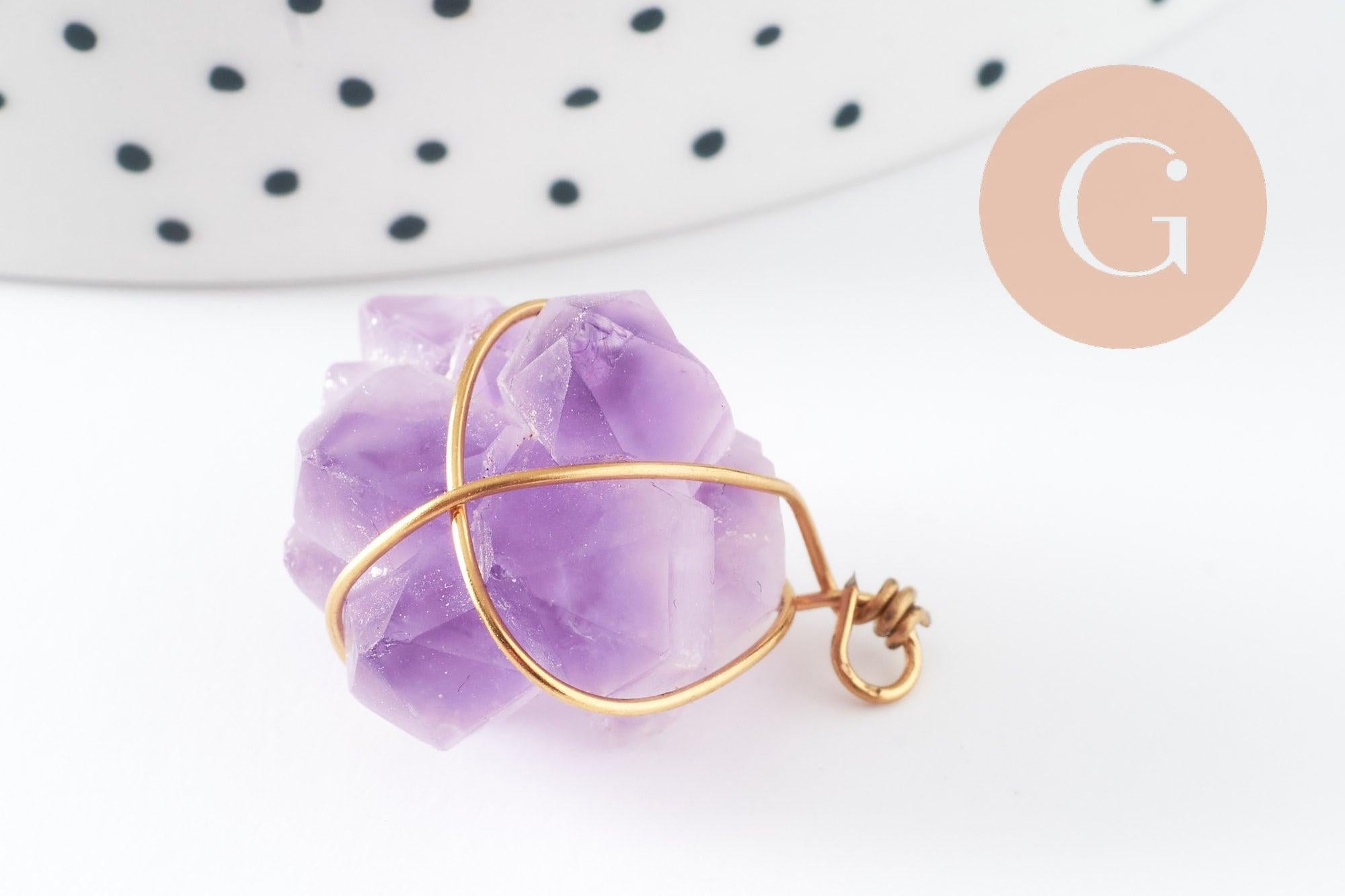 Gingerlily Pendentifs pour bijoux DIY G9600 pendentif améthyste brute doré 20-30mm