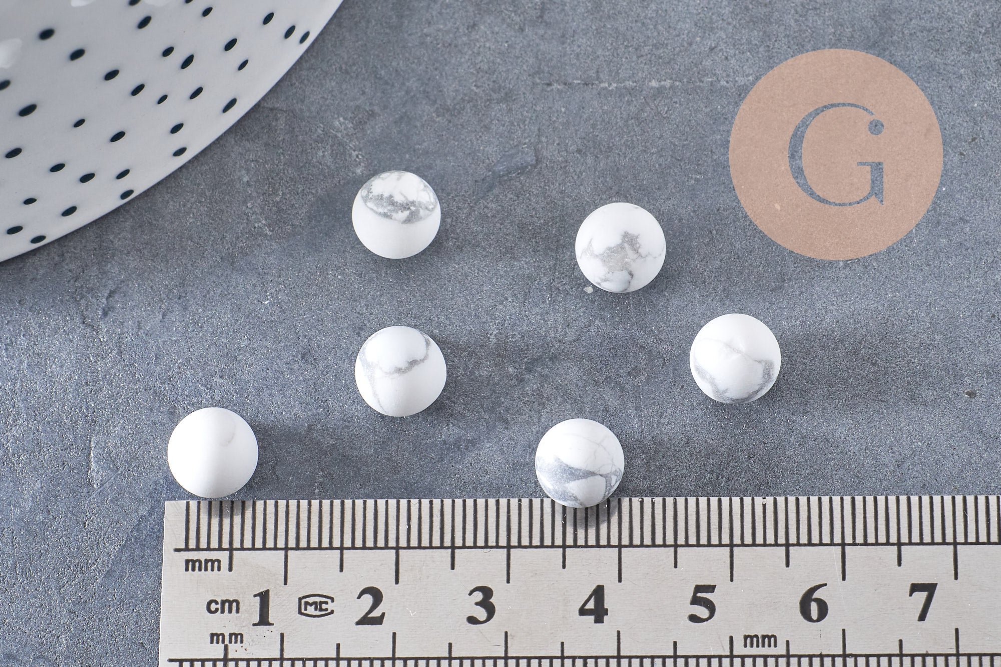 Gingerlily howlite G5837 sphère 8mm non percée blanche x1