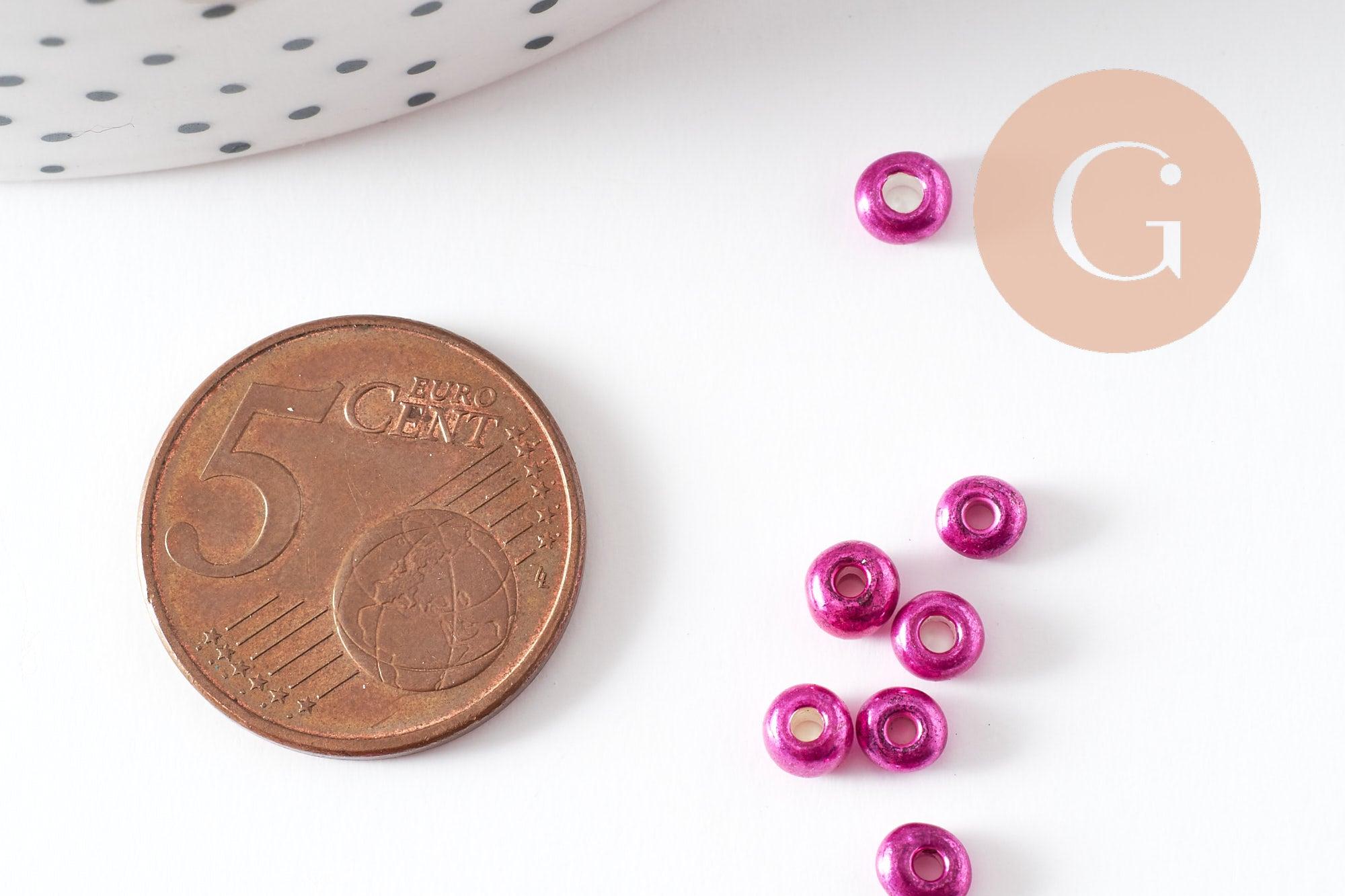 Gingerlily Perles rocaille verre rose fuchsia 4mm 10g métallisé