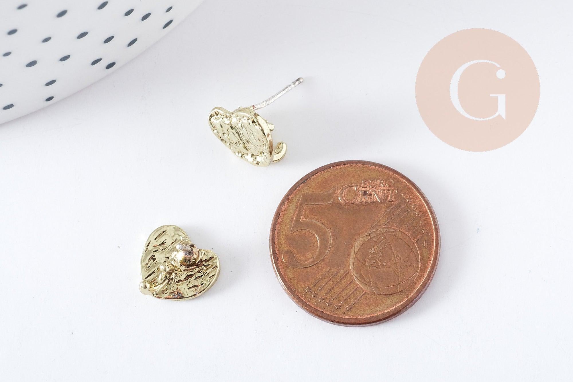 Gingerlily Apprêts G8888 support puces cœur zamac doré 10mm