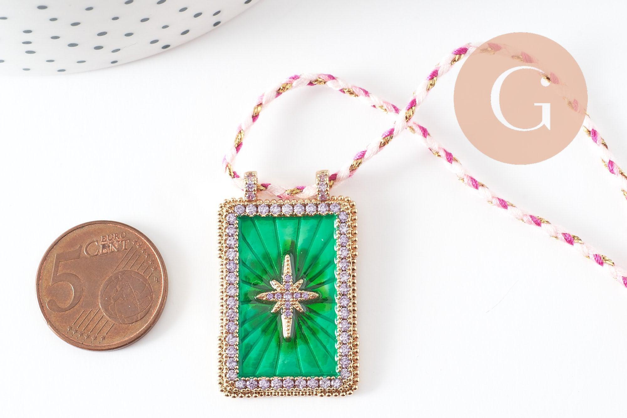 Gingerlily Collier Médaille Étoile Vert 45cm Cordon