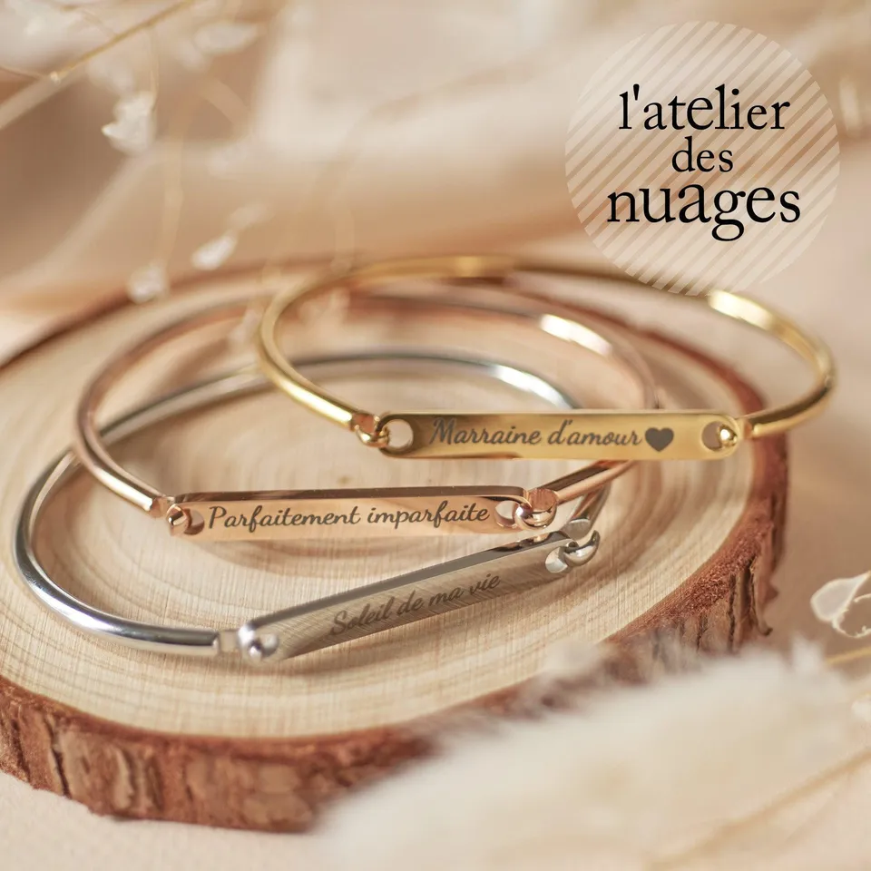Gingerlily ADN4 bracelet jonc acier message 4mm or