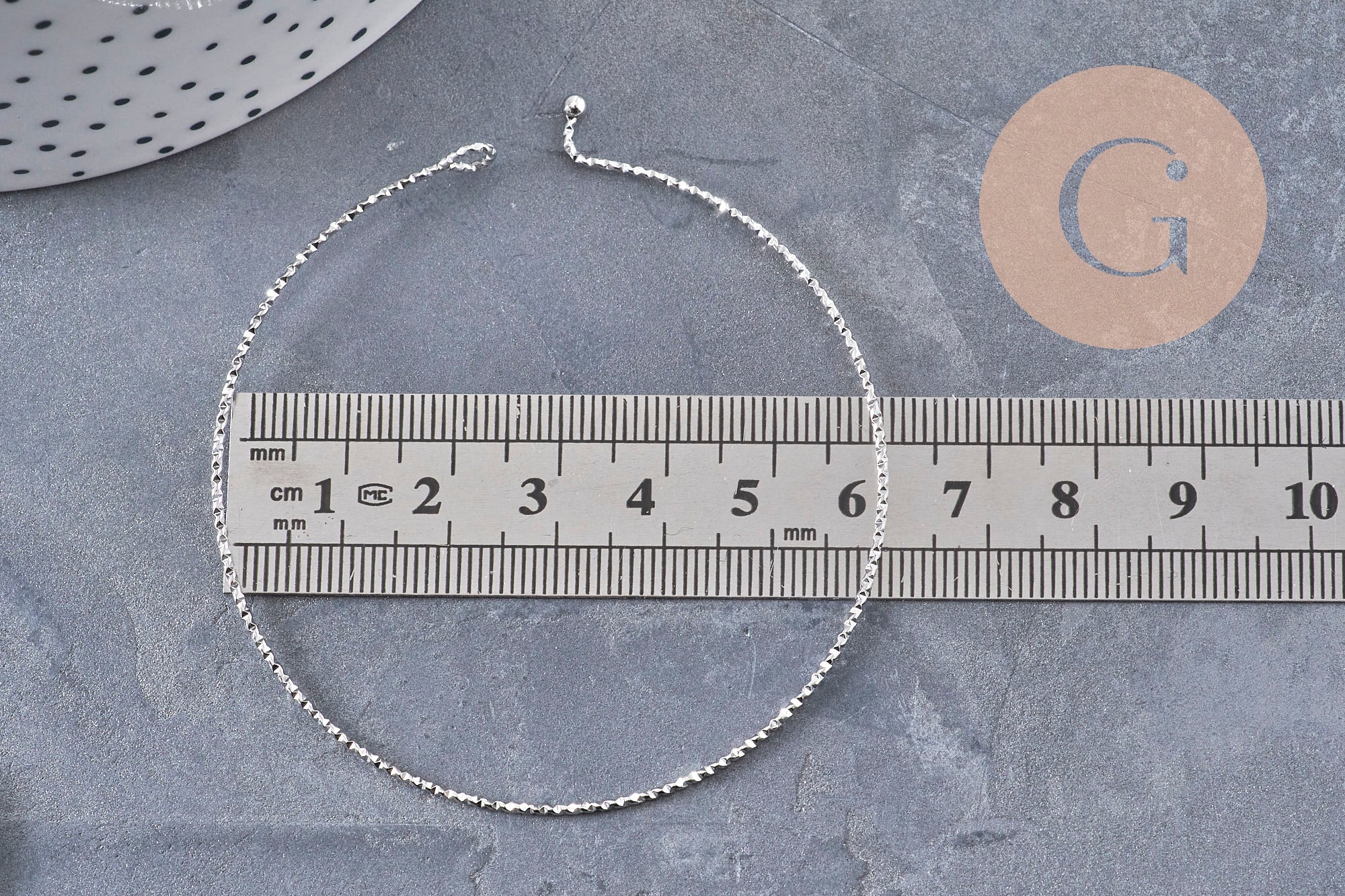 Gingerlily Bracelet jonc G10988 acier platine texturé 60mm x1