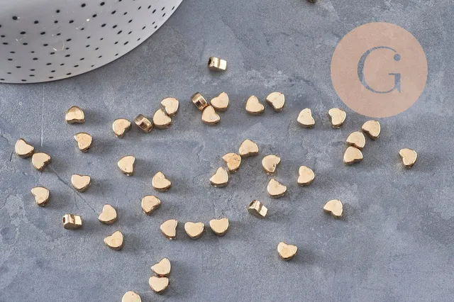 Gingerlily Perles coeur plastique doré 5,5mm 10g