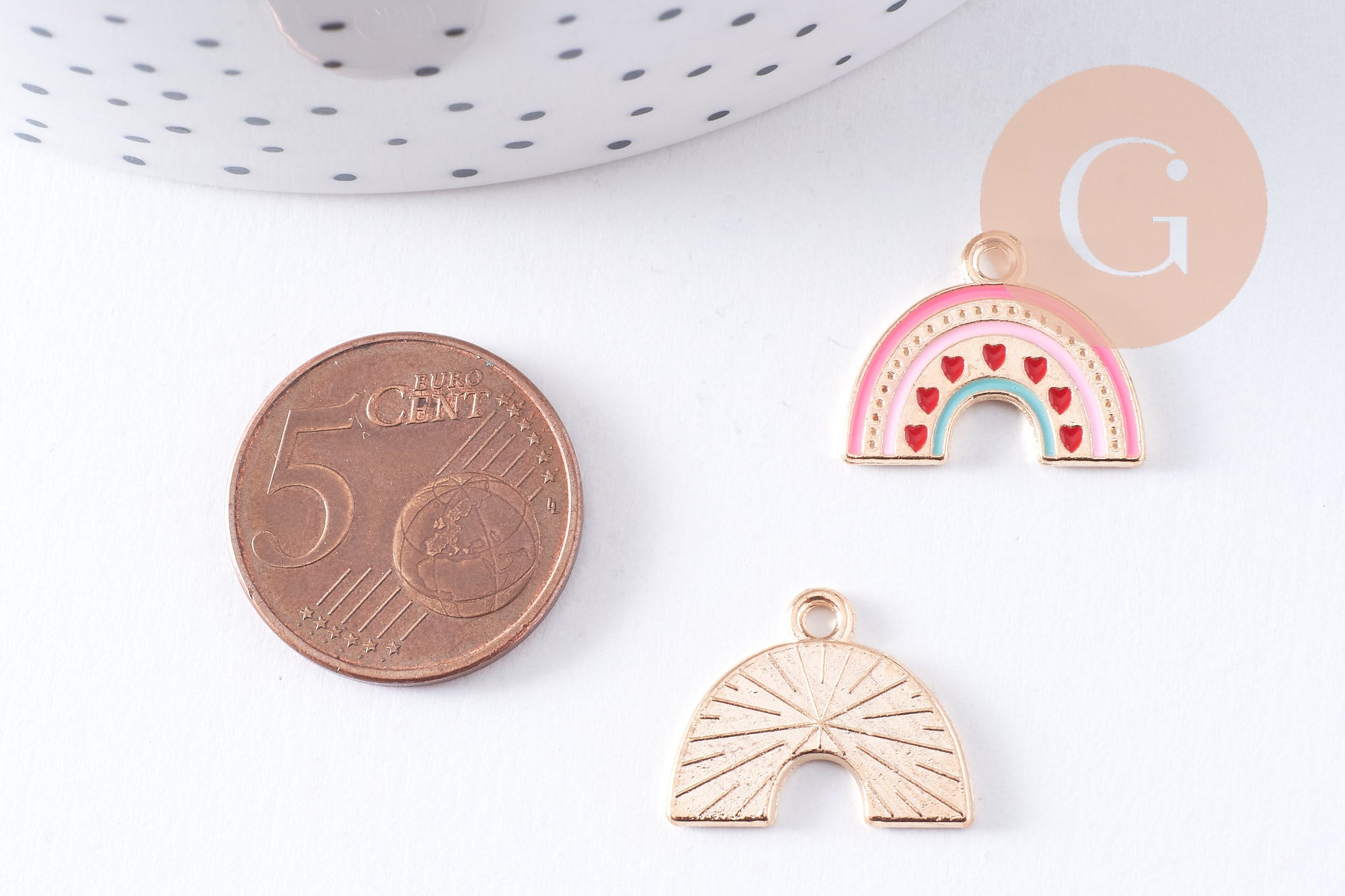 Gingerlily Pendentifs arc-en-ciel G10620 breloque émail rose x2
