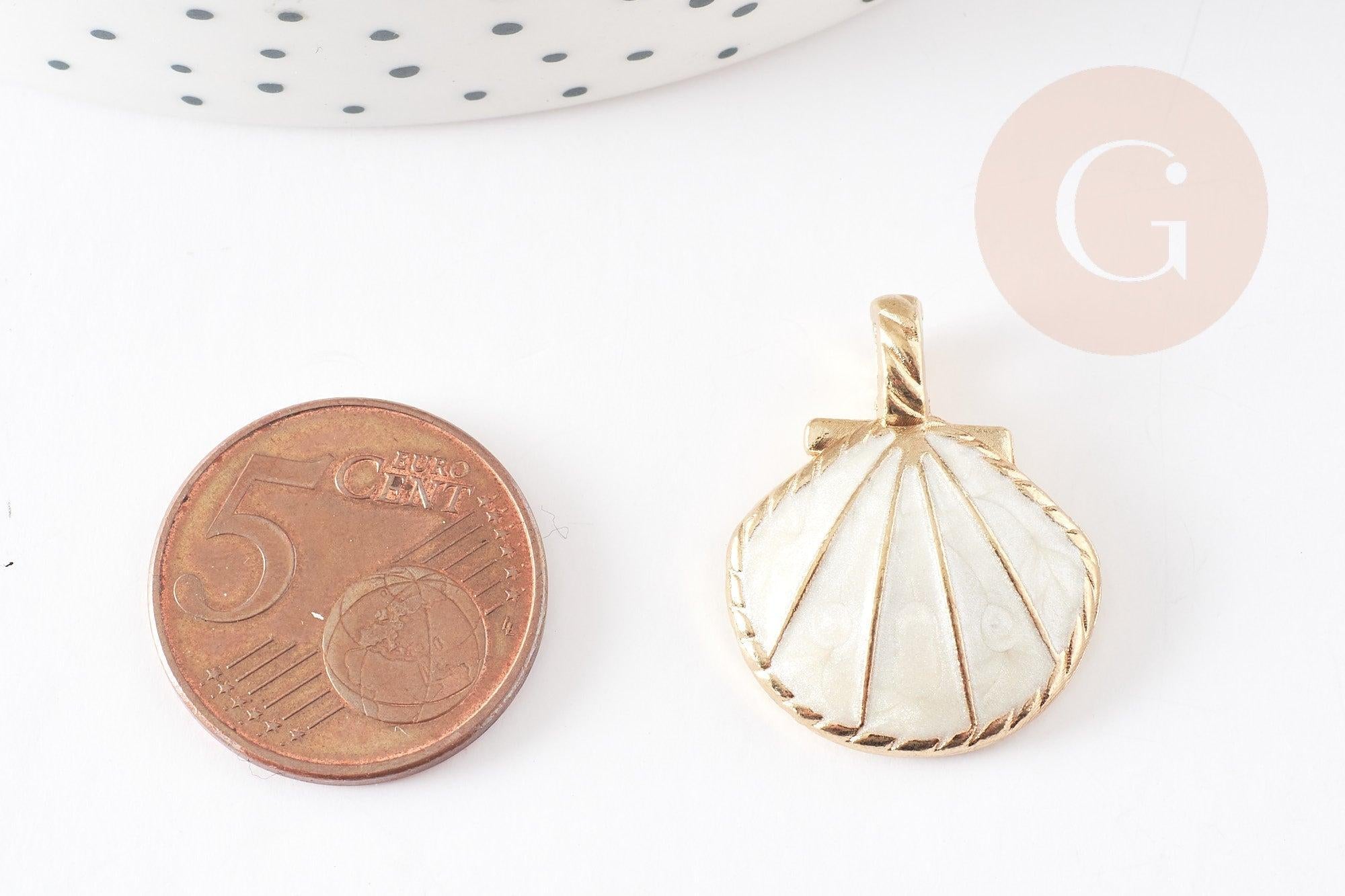 Gingerlily Pendentifs G7045 pendentif coquillage blanc doré x2