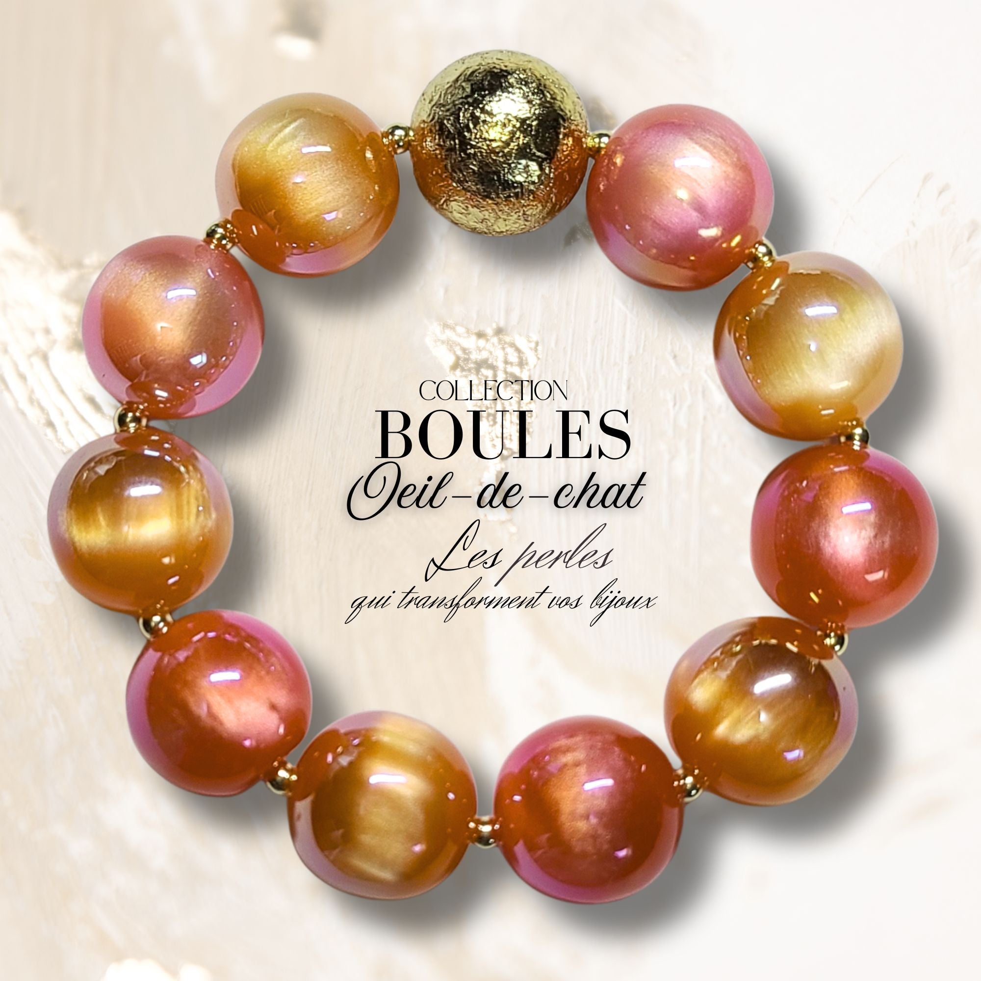ARTSHOP Boules 284 perle acrylique corail AB oeil de chat 20MM