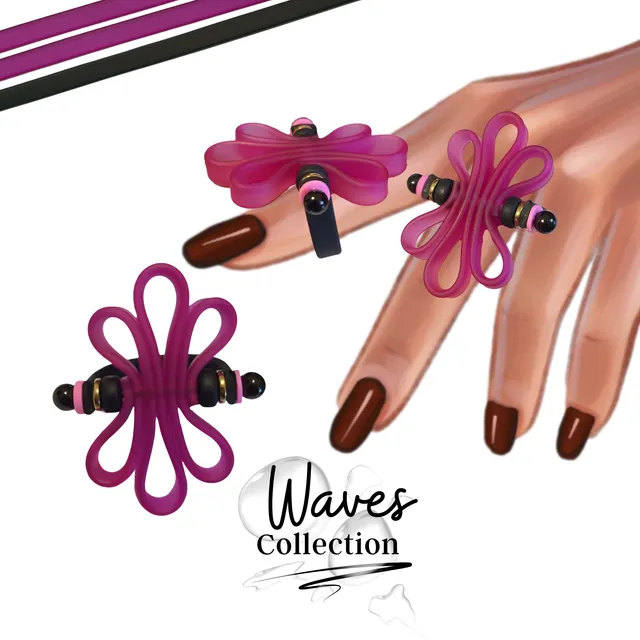 Artshop Waves kit bague fuchsia/noir n°2 silicone