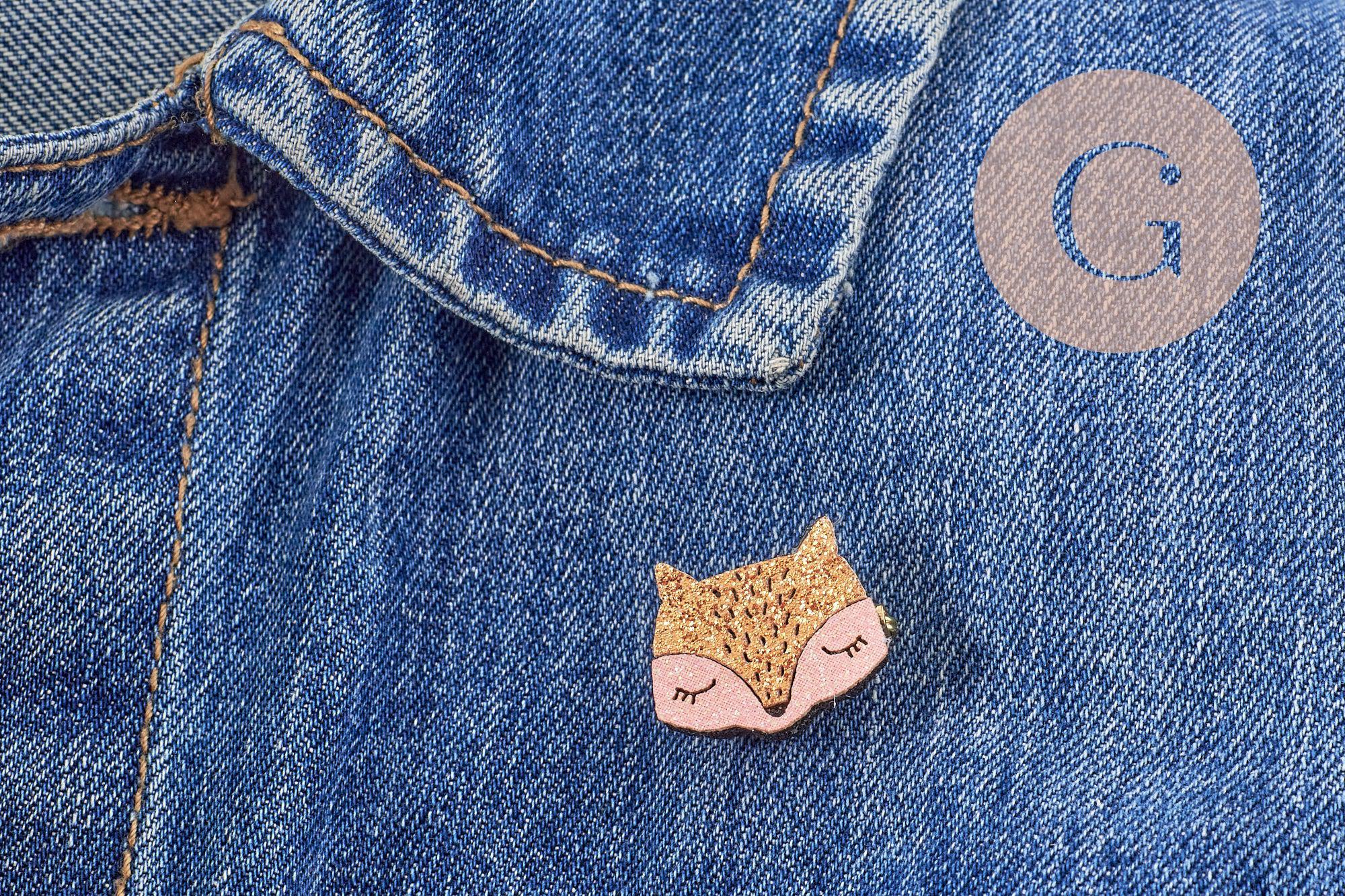 Gingerlily Broches Renard doré rose broche paillettes 21mm x1