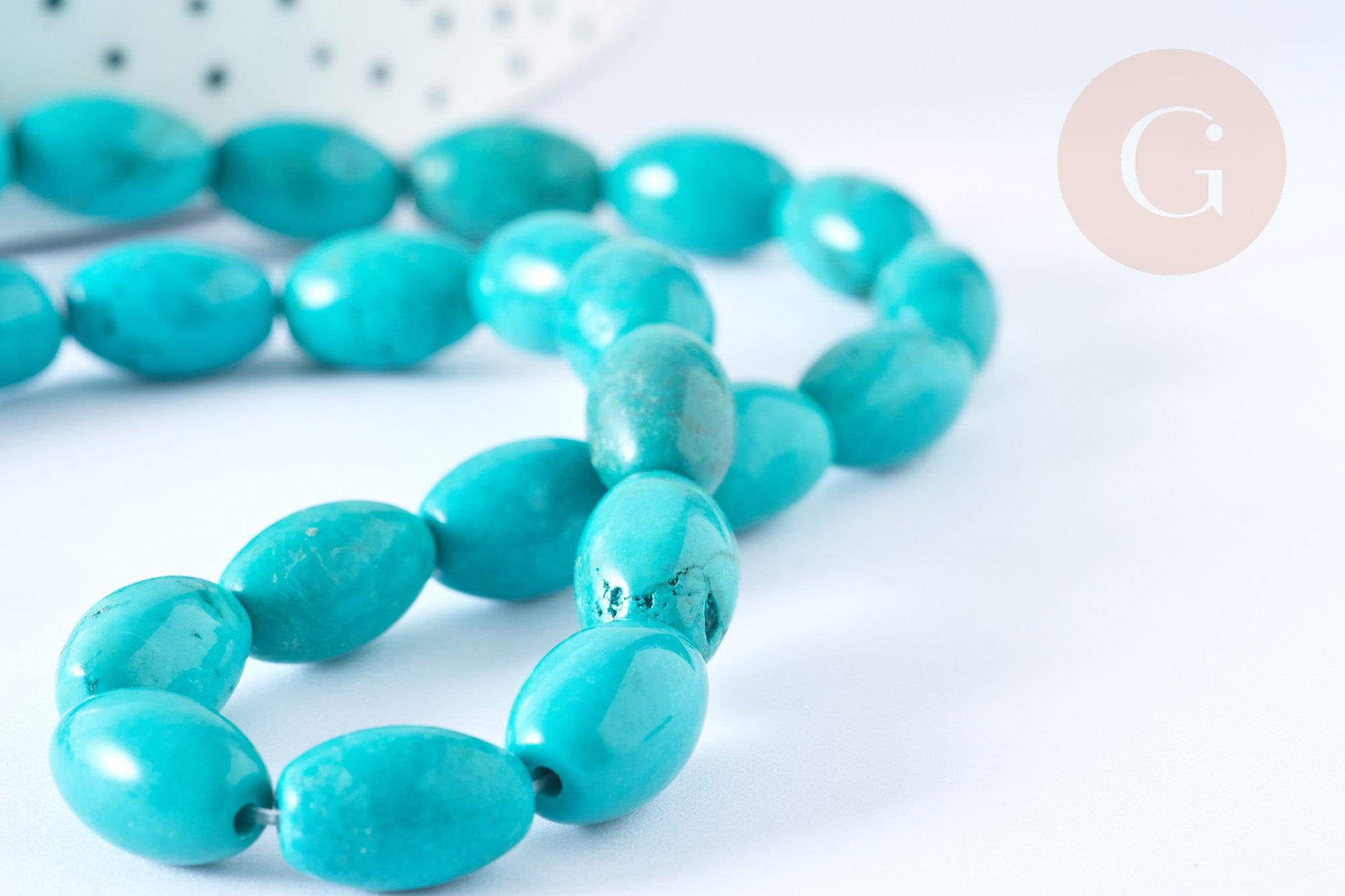 Gingerlily Perles Howlite G8743 perle ovale turquoise foncé 12mm x5