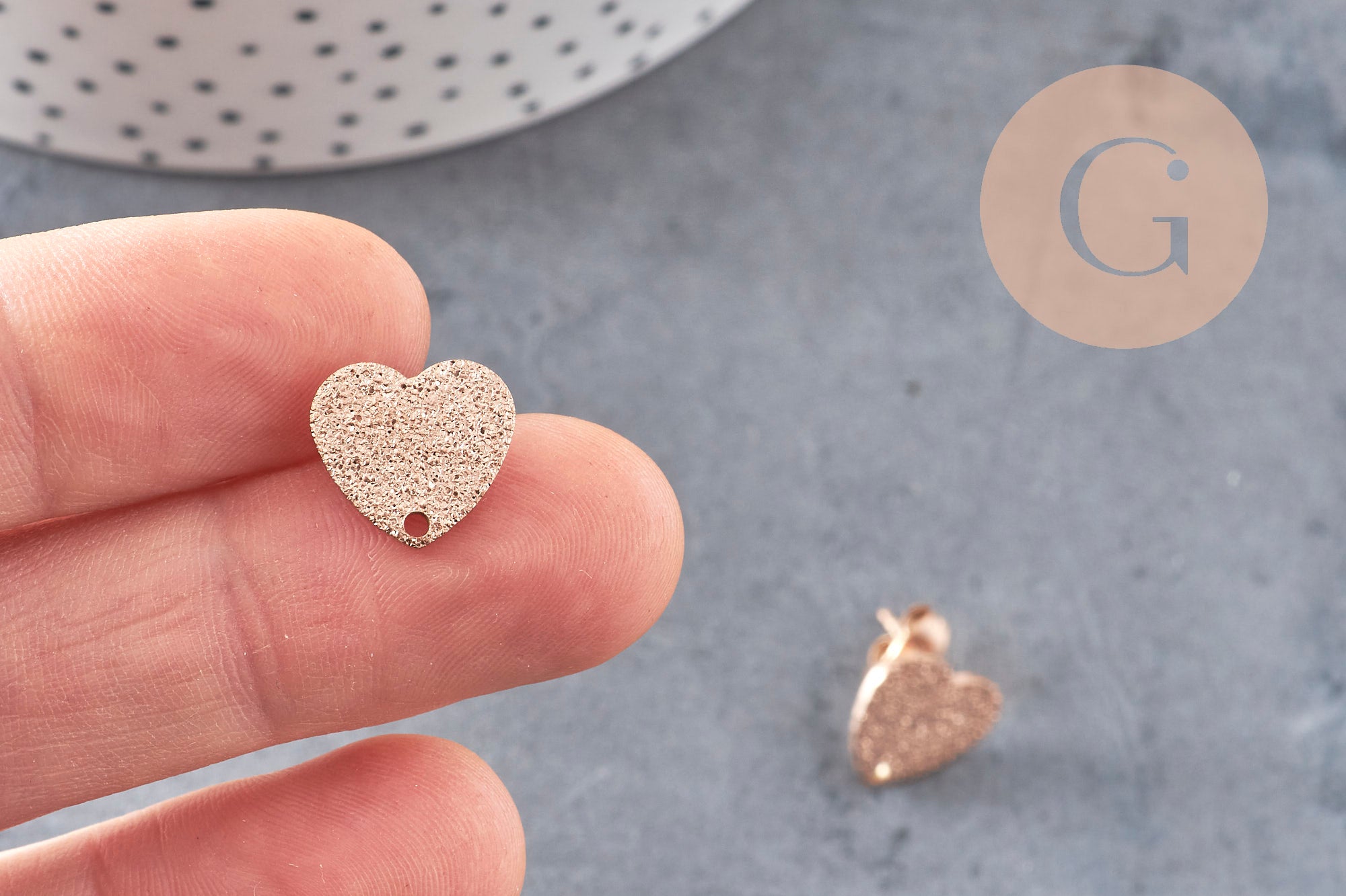 Gingerlily Apprêts G10953 clous coeur or rose 13mm paire
