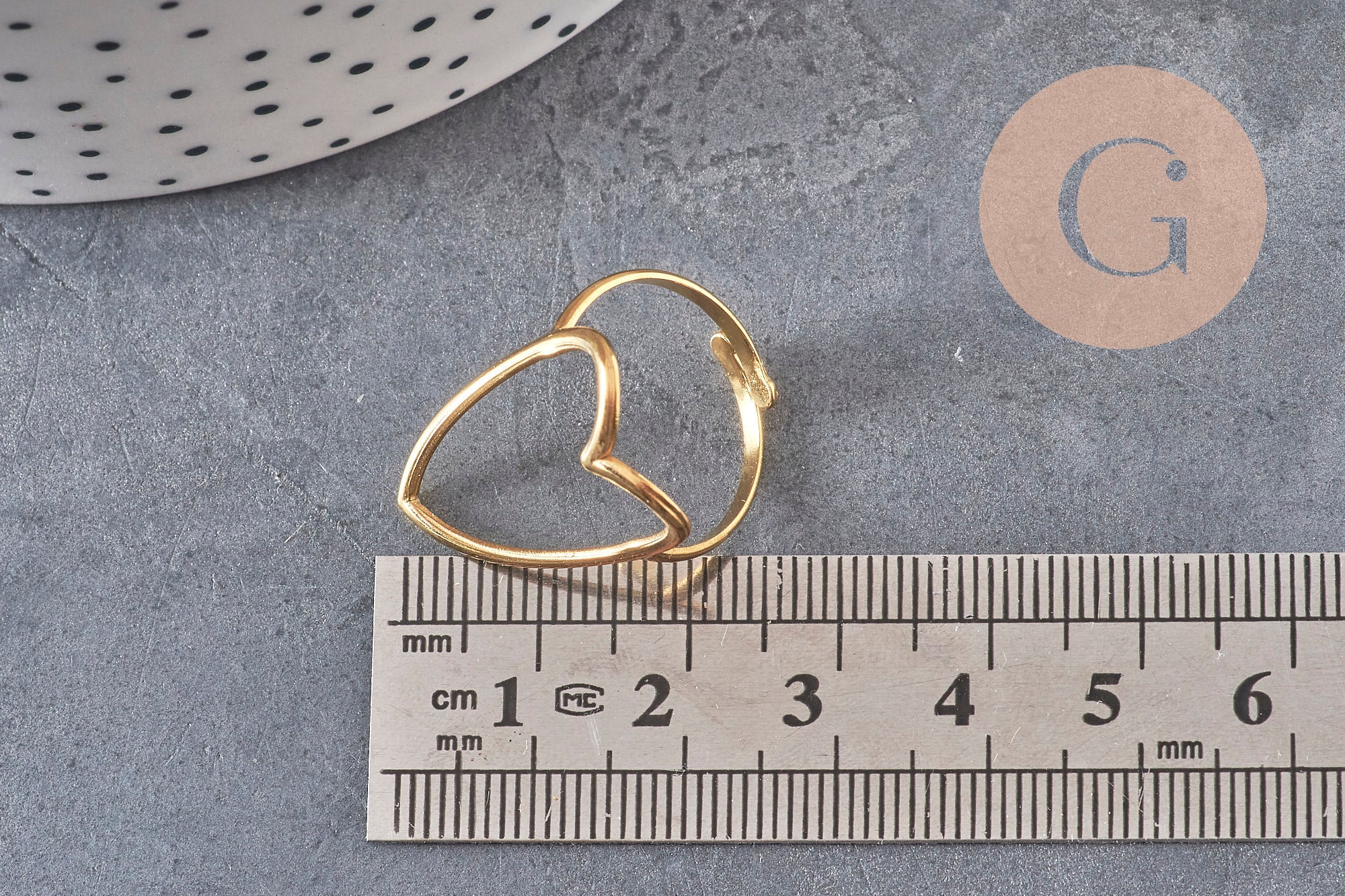 Gingerlily Bague coeur réglable dorée taille 57 acier x1