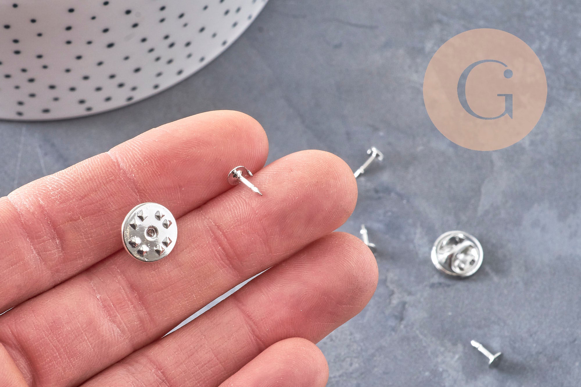 Gingerlily Apprêts DIY Attache pin's platine 11mm x5 G11030
