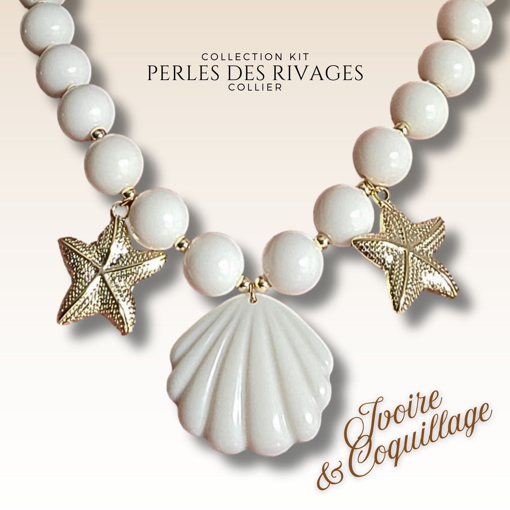 Artshop Kit collier Perles des rivages ivoire coquillage 40 cm