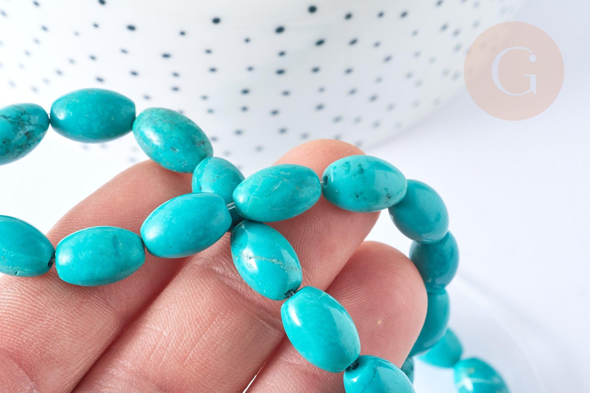 Gingerlily Perles Howlite G8743 perle ovale turquoise foncé 12mm x5