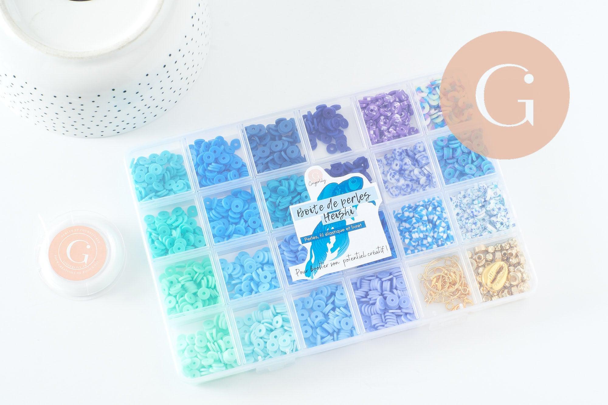 Gingerlily Kits kit perles heishi bleu océan avec boîte