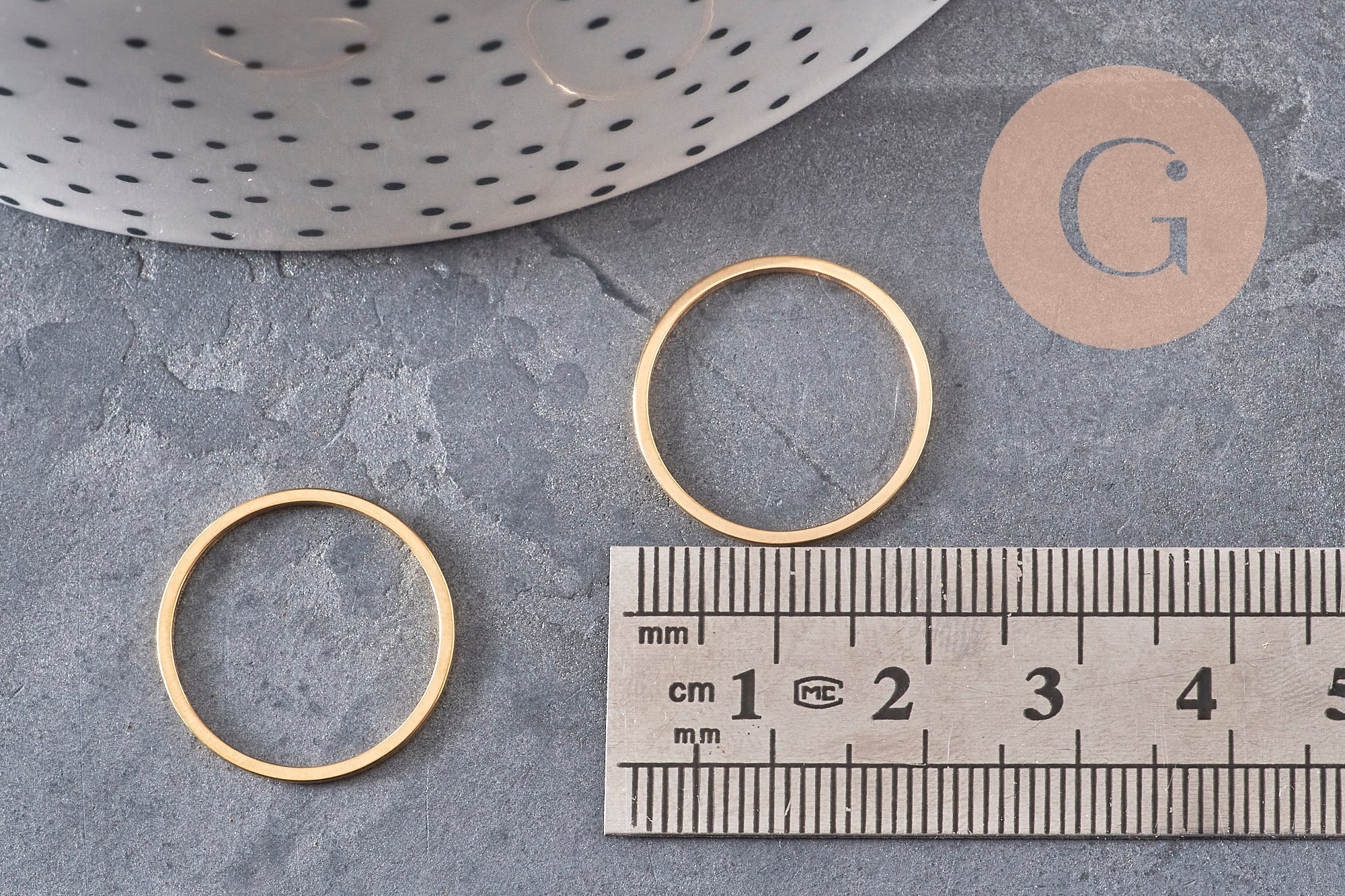 Gingerlily connecteur rond acier doré PVD 20 mm lot 10
