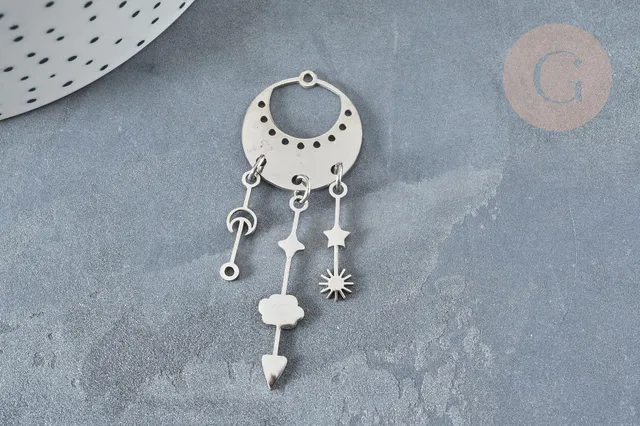 Gingerlily Pendentifs pluie G7389 pendentif acier argenté 55mm