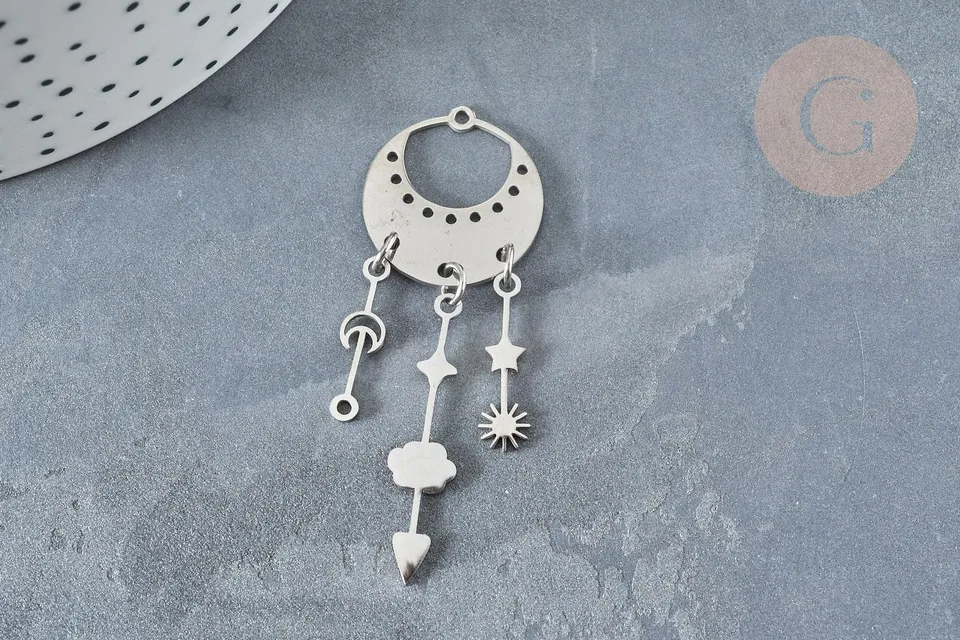 Gingerlily Pendentifs pluie G7389 pendentif acier argenté 55mm