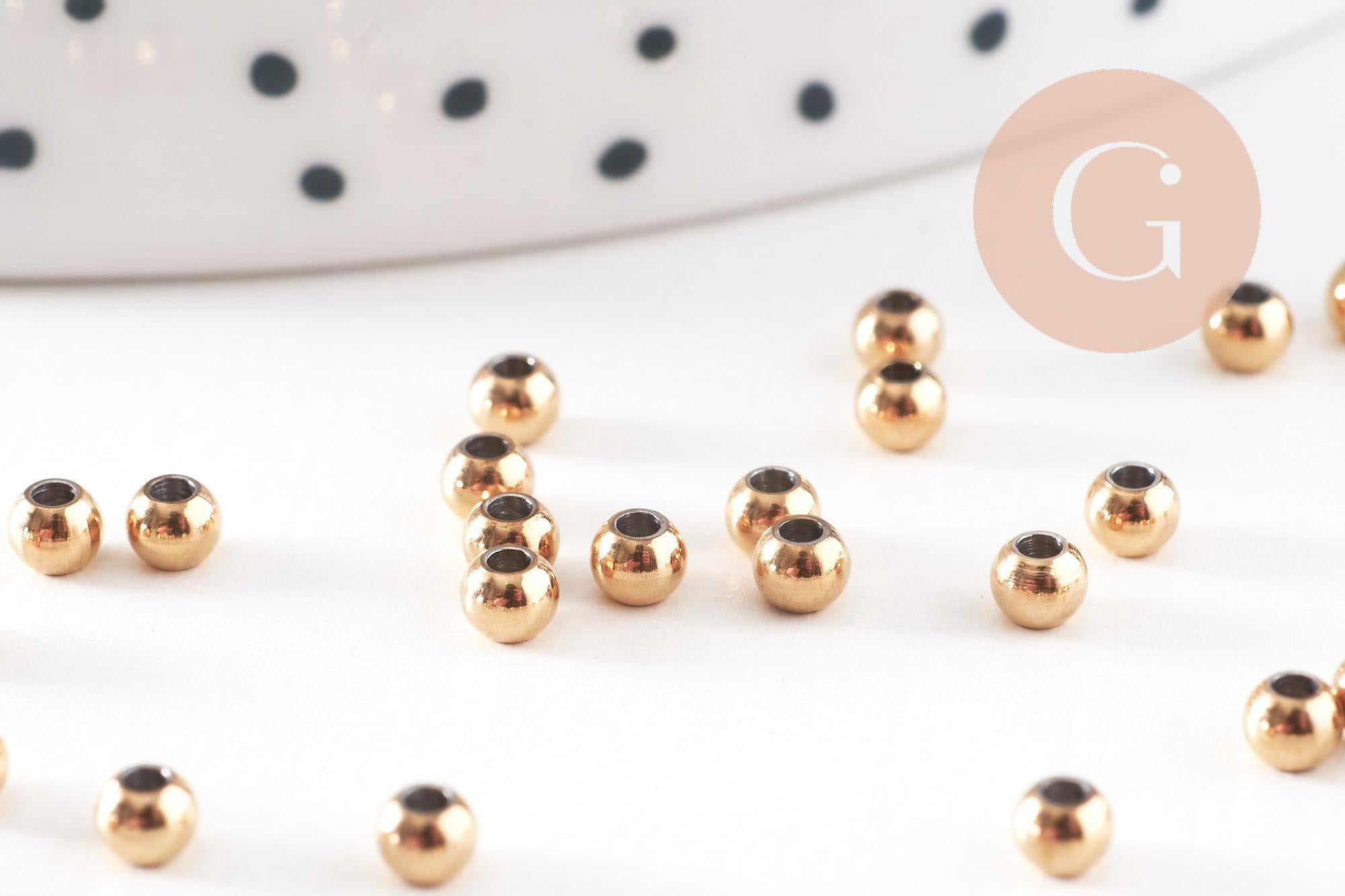 Gingerlily Perles intercalaires rondes acier doré 3 mm x50