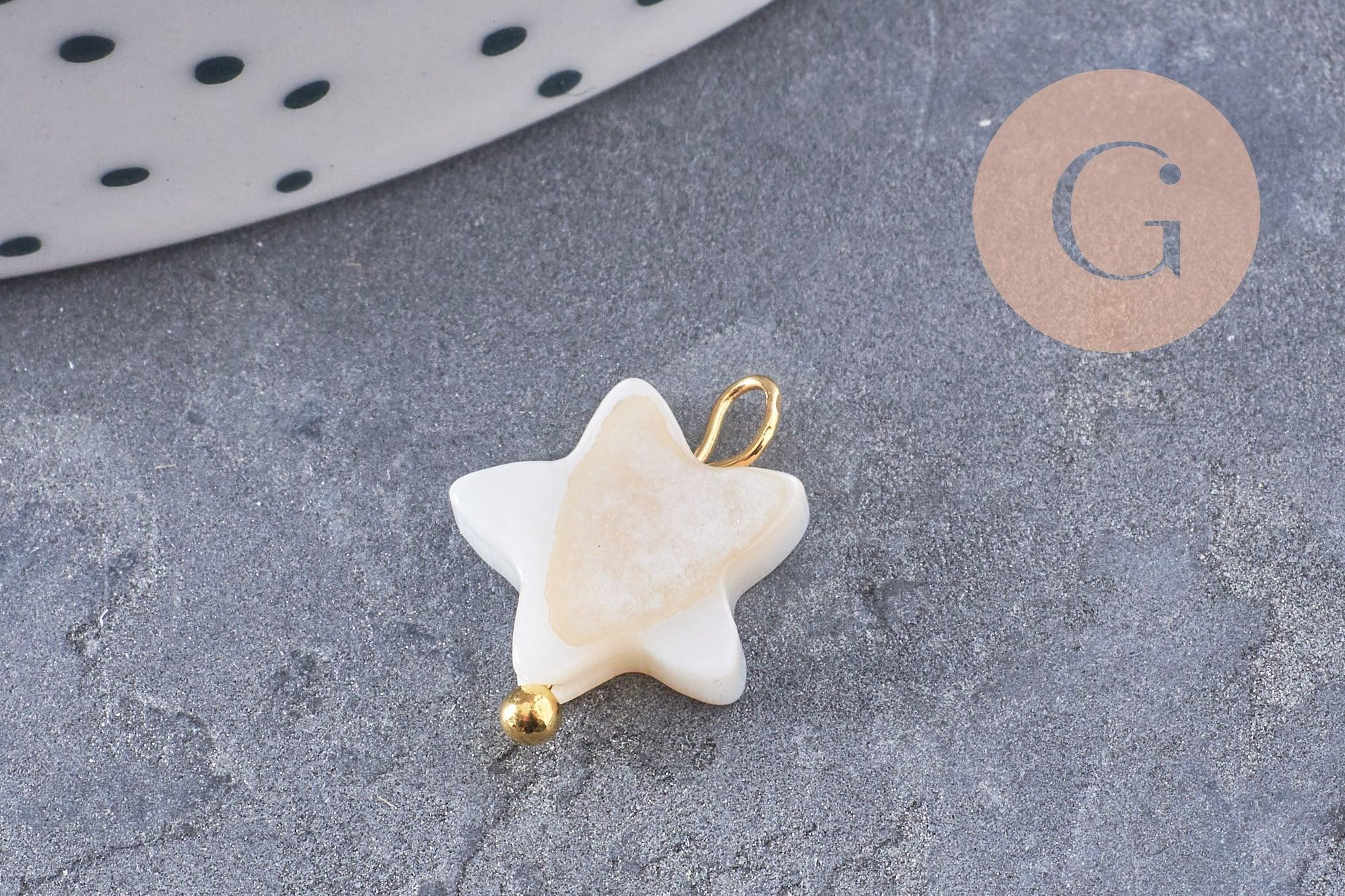 Gingerlily Pendentifs breloque nacre blanche doré x1