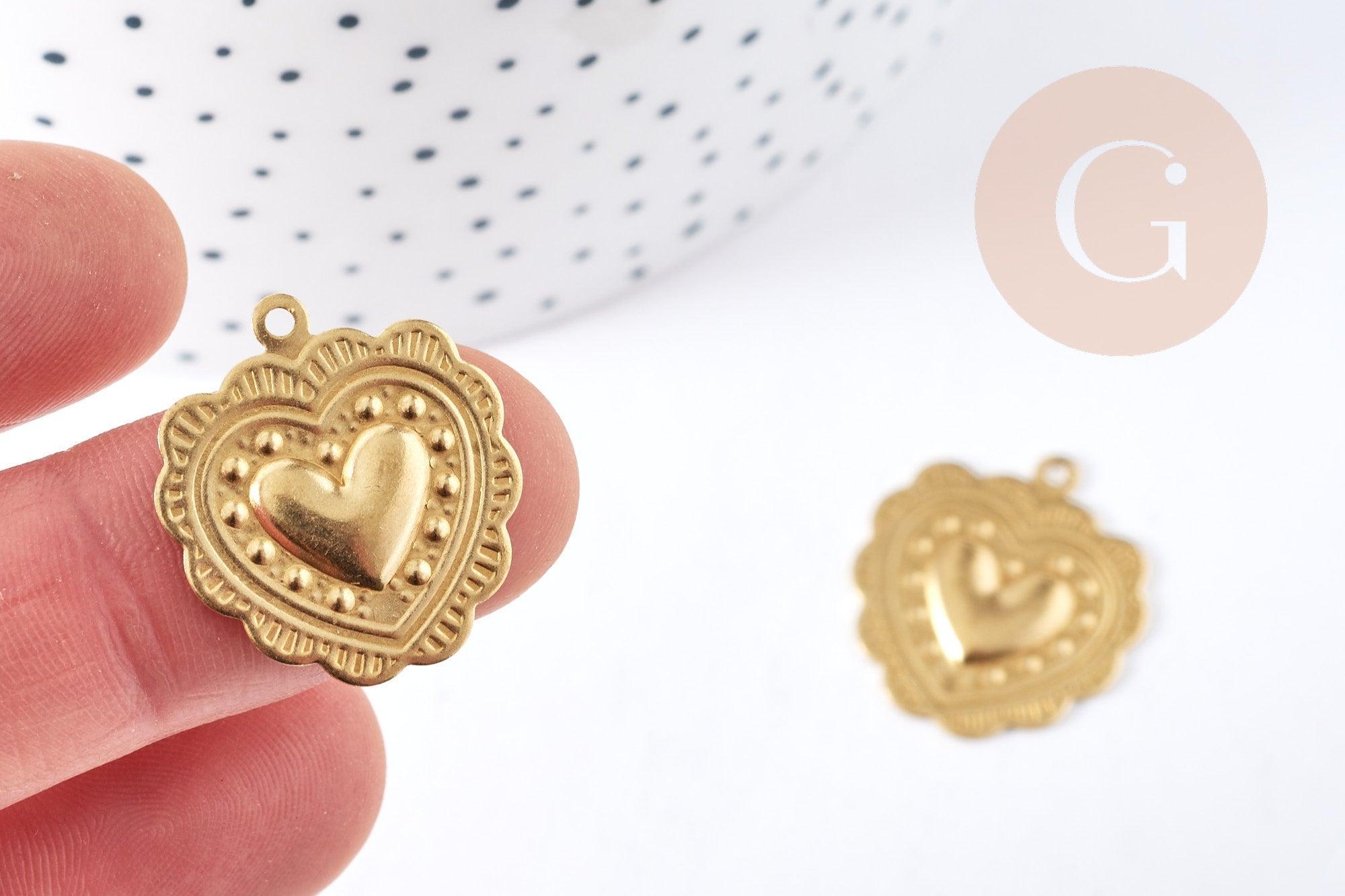 Gingerlily G8950 pendentif cœur laiton brut 22mm