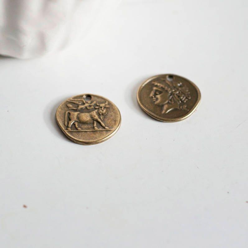 Gingerlily Médaille romaine bronze 19mm zamac lot 5 breloques