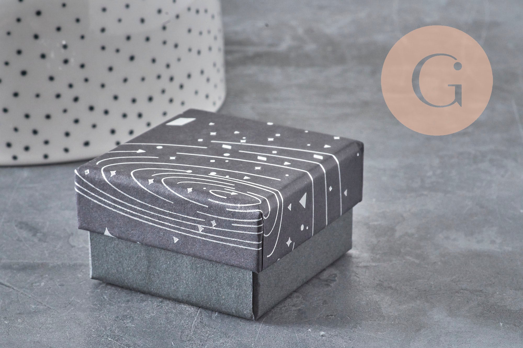 Gingerlily Boîte cadeau galaxie argent 5,3 cm écrin bijou noir