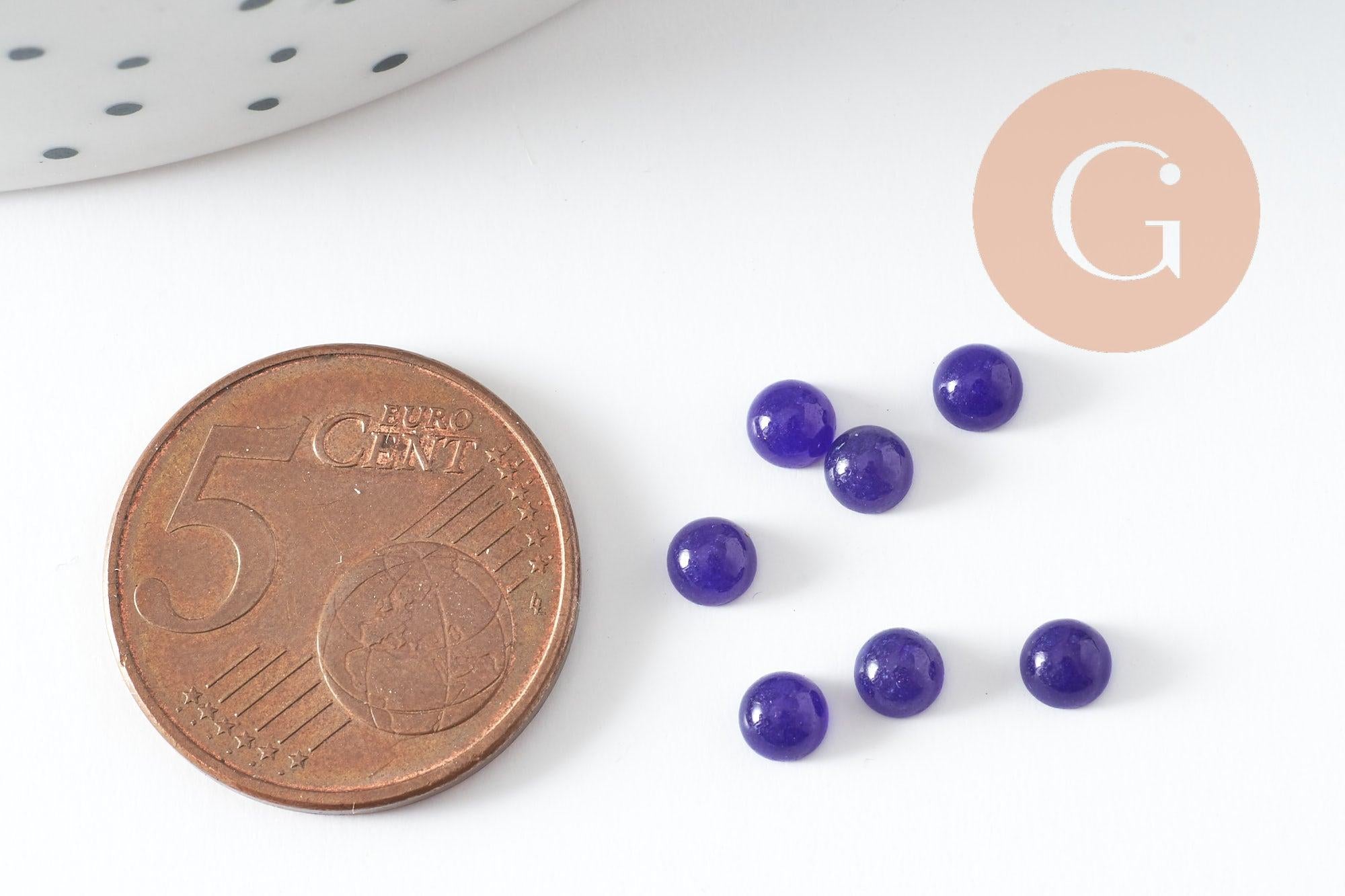 Gingerlily Pierres cabochon rond jade bleu 4mm à coller G9966