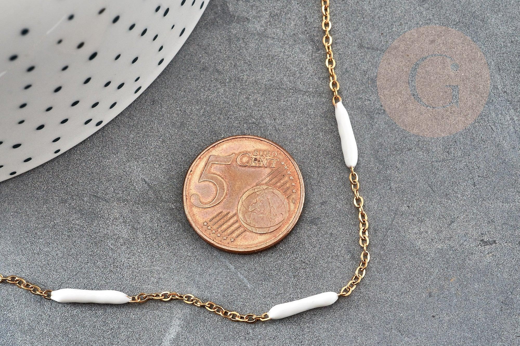 Gingerlily G9373 chaîne collier acier doré résine 45cm