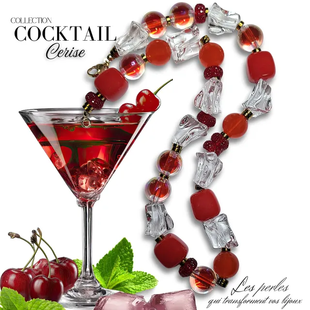 ARTSHOP Cocktail Saveur Cerise collier monté 52 cm