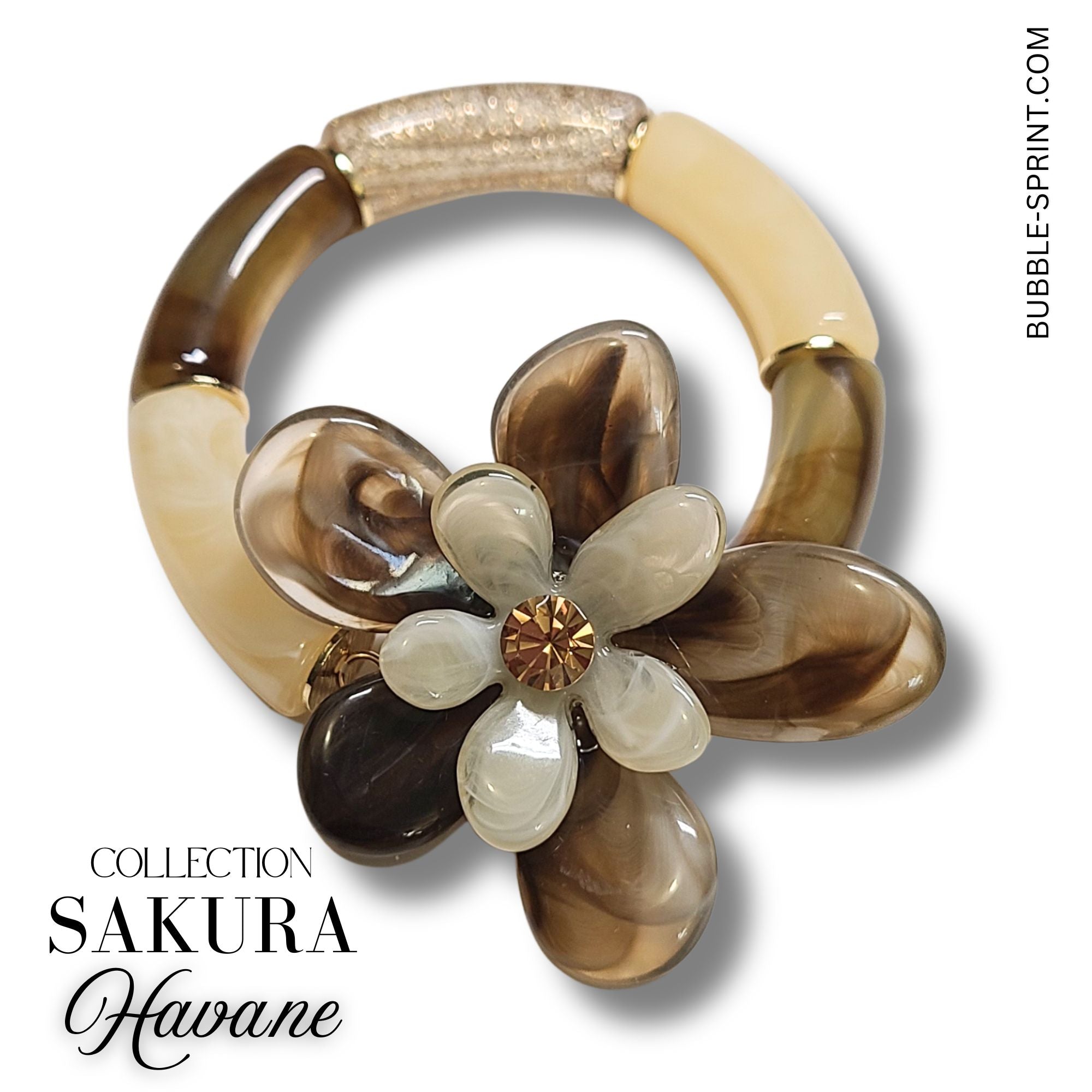 ARTSHOP Sakura Havane bracelet fleur monté