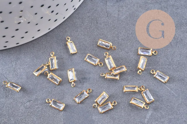Gingerlily Pendentifs rectangle cristal laiton brut 9mm x10