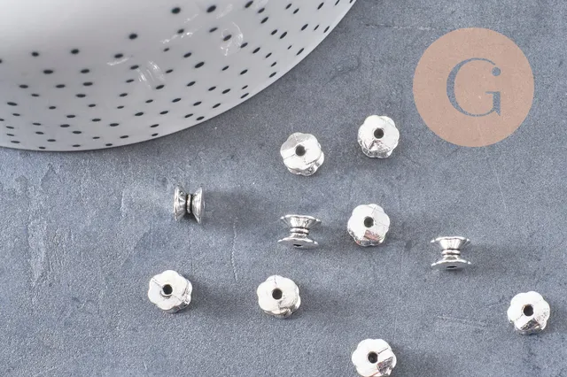 Gingerlily Perles DIY tube bobine argent vieilli 7mm x10